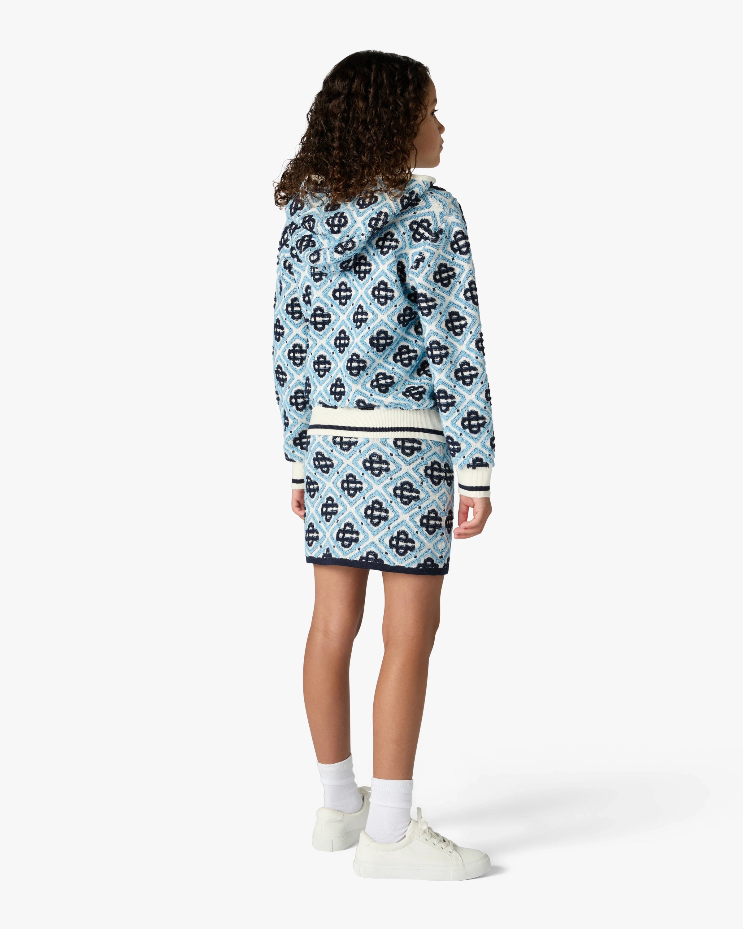 Casablanca Monogram Felpa Zip Bambino Blu cotone