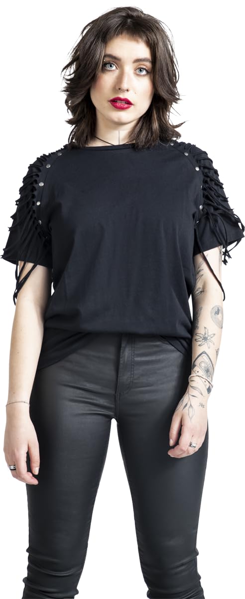 Gothicana by EMP t-shirt nera maniche particolari
