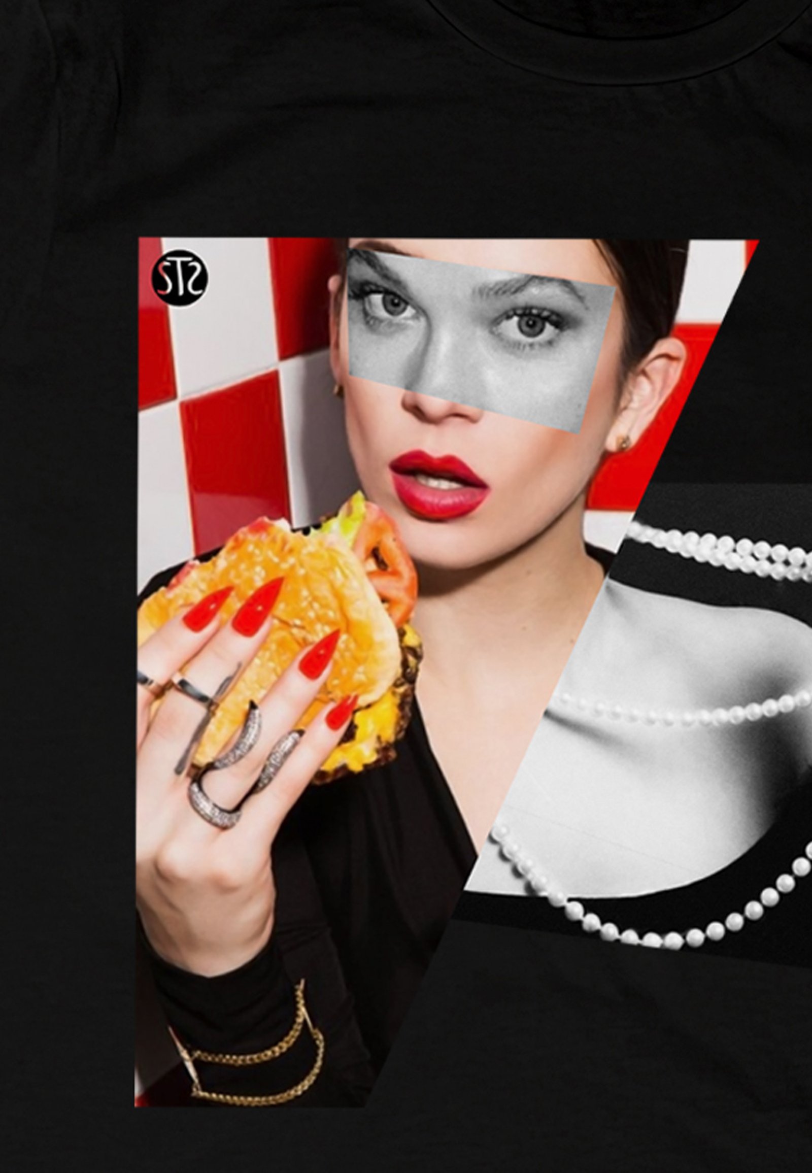 Seetees Hamburger T-shirt stampa cibo vestibilità comoda