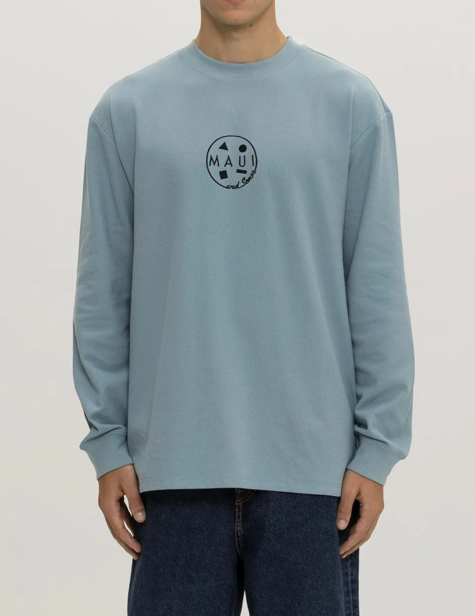 Maui & Sons Cookie maglia termica waffle blu pesante