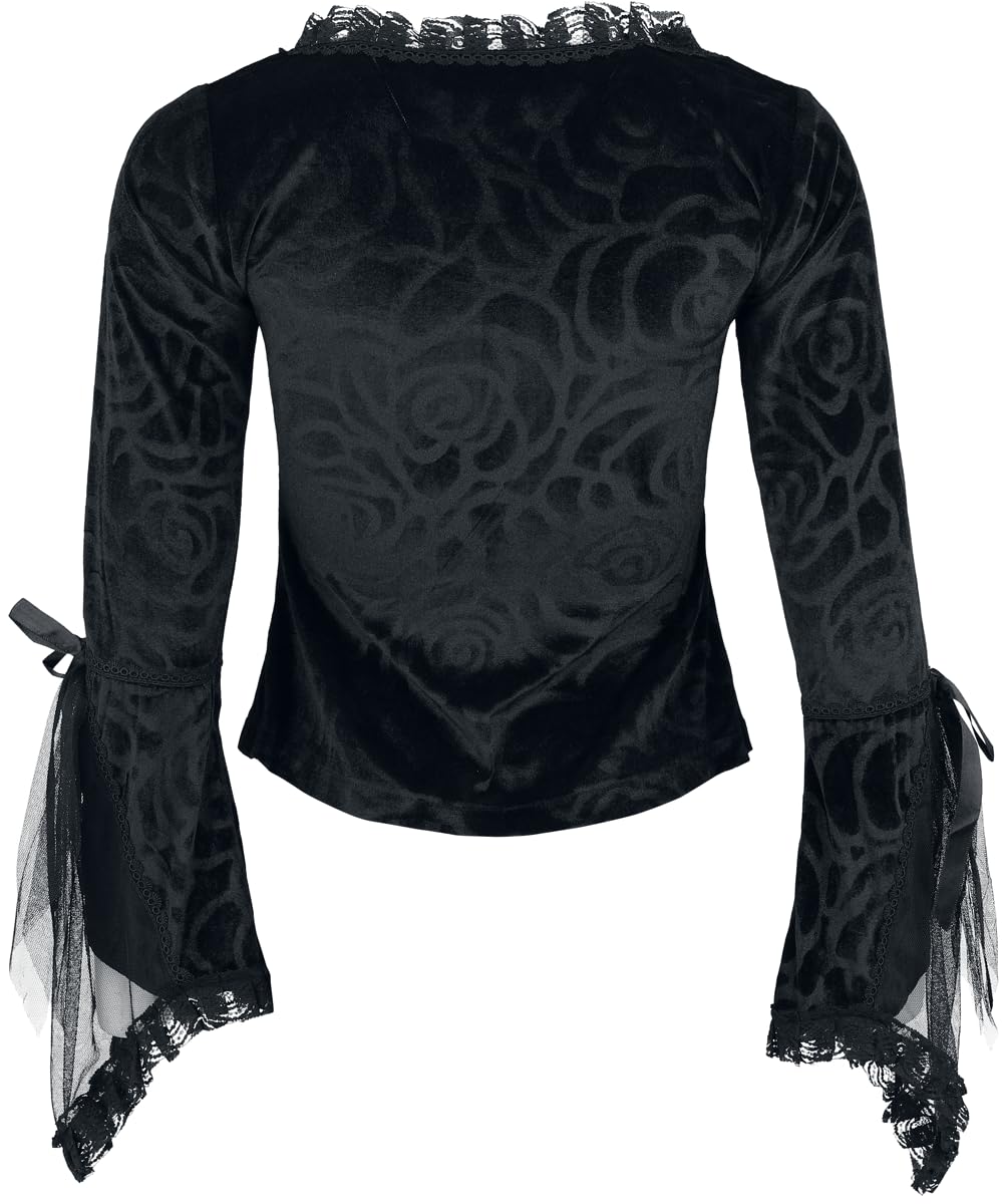 Gothicana by EMP Maglia Nera Volant Maniche Lunghe L Gotica