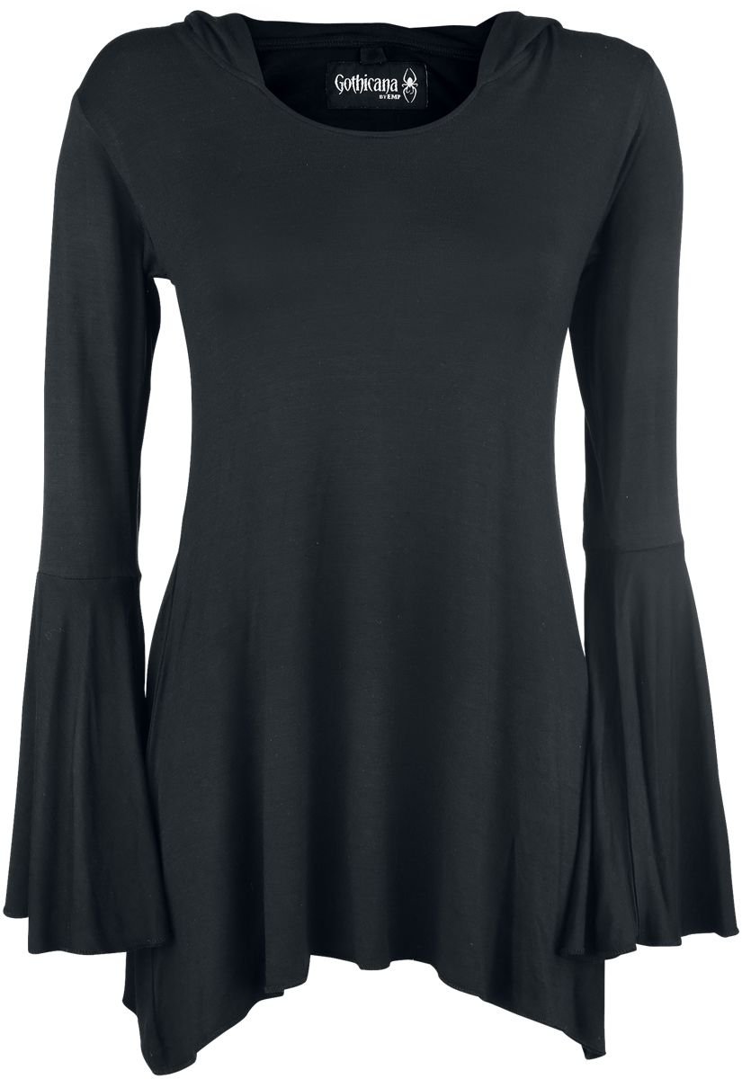 Gothicana by EMP maglia maniche lunghe nera S orlo a punta
