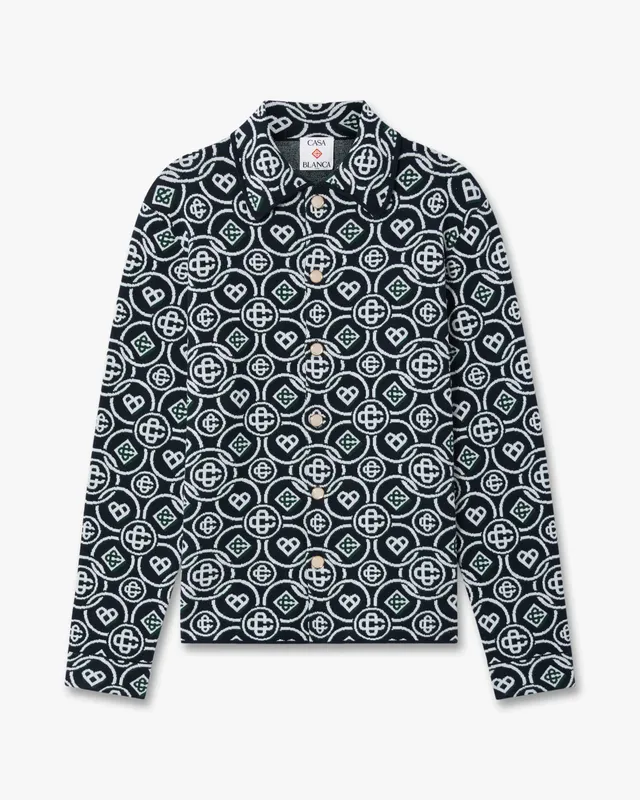 Casablanca Icon Monogram camicia manica lunga verde