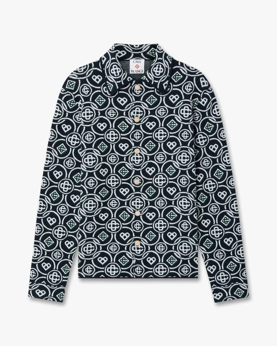 Casablanca Icon Monogram camicia manica lunga verde