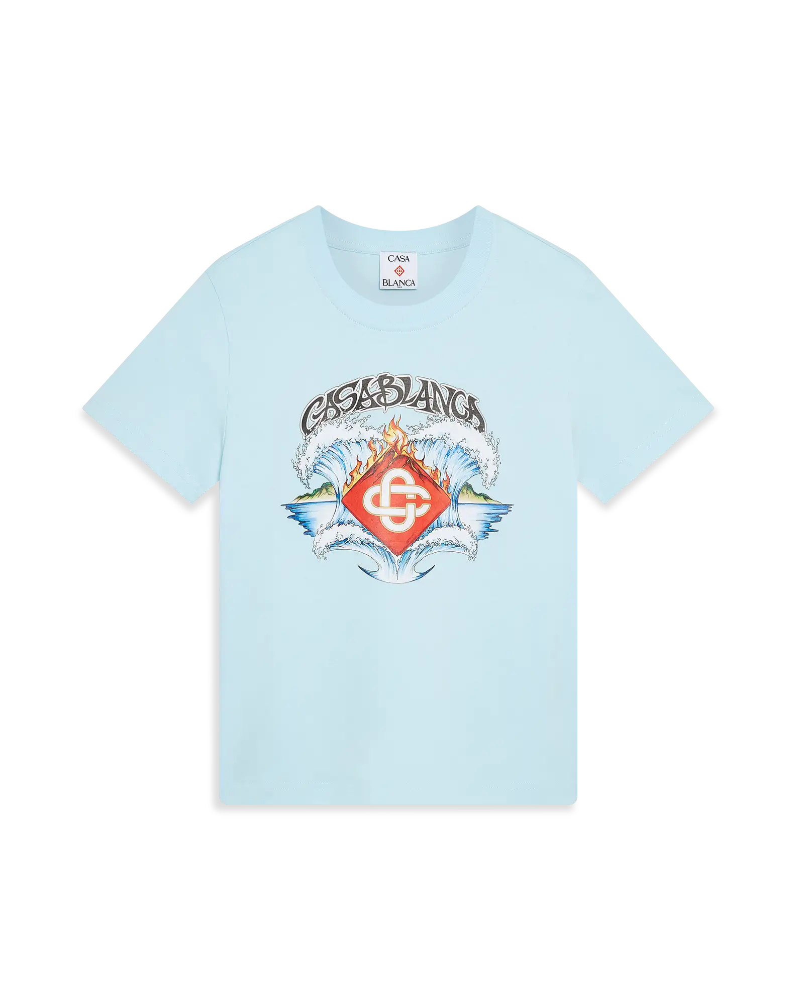 Casablanca Waves t-shirt azzurra cotone bio
