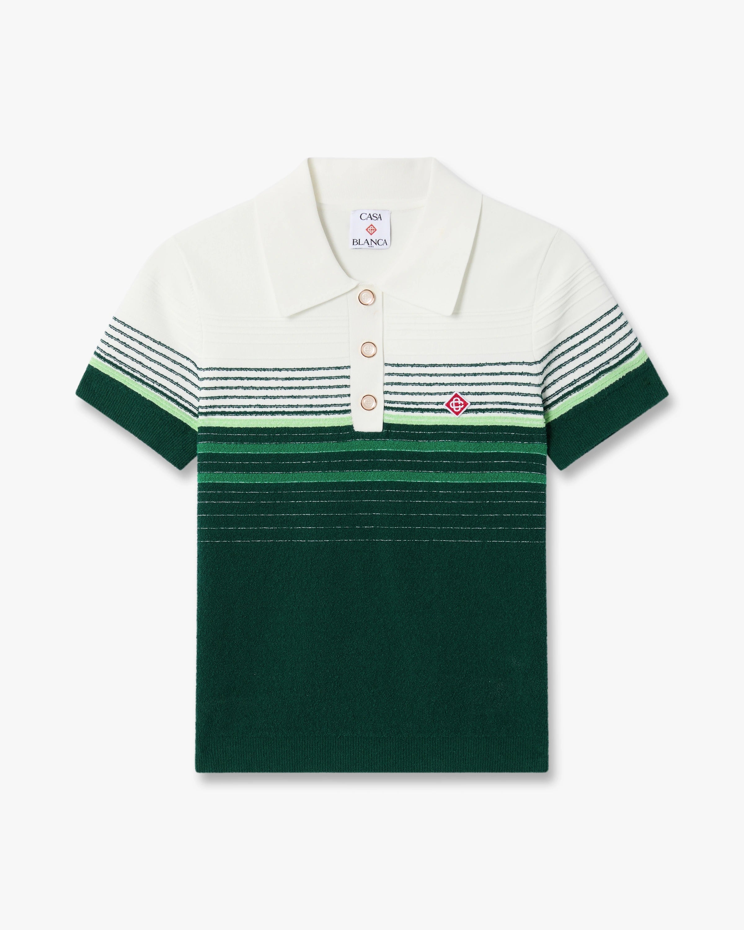Casablanca Boucle Stripe polo verde bianca in cotone