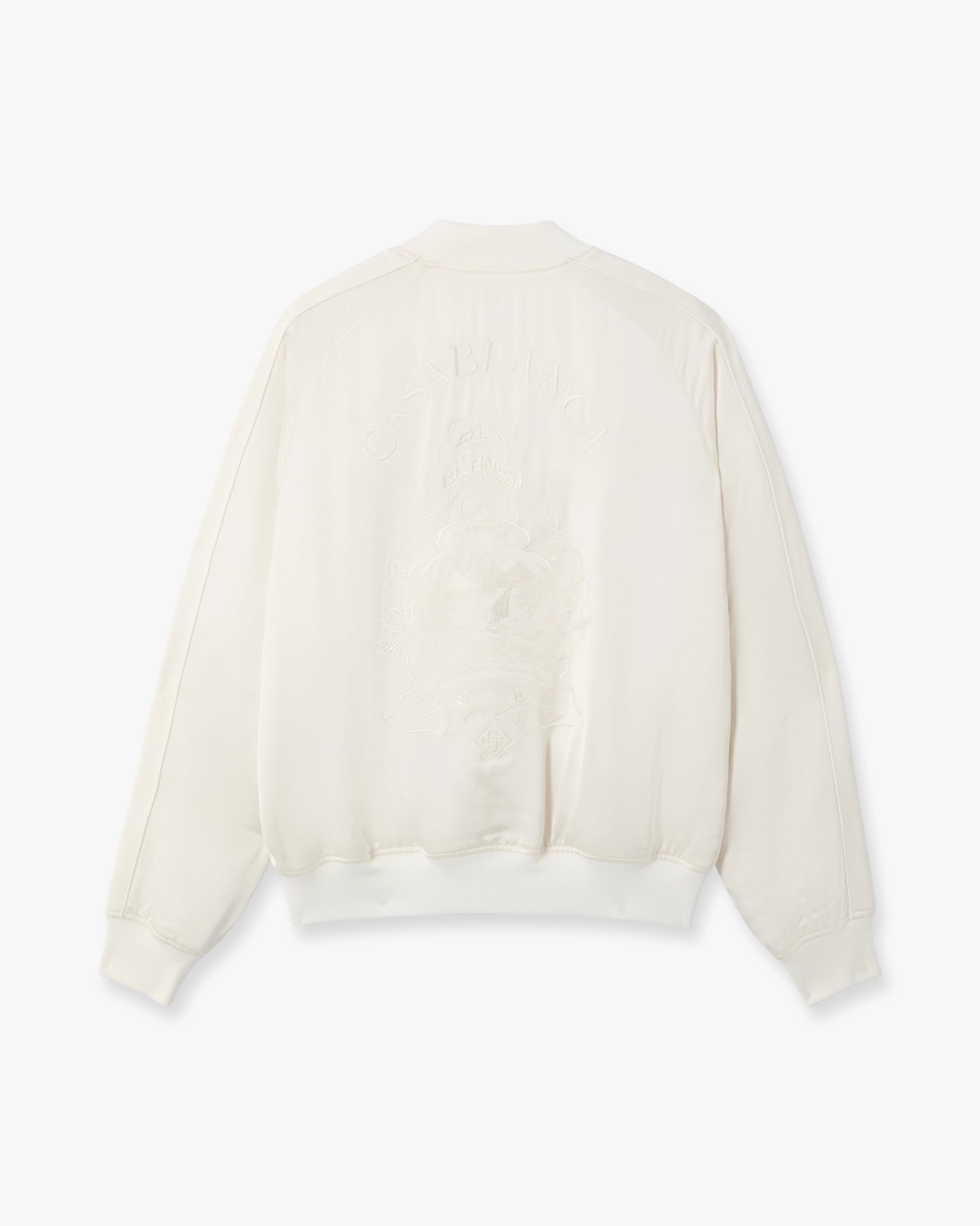 Casablanca Hotel Emblem Bomber Satin Panna Ricamato