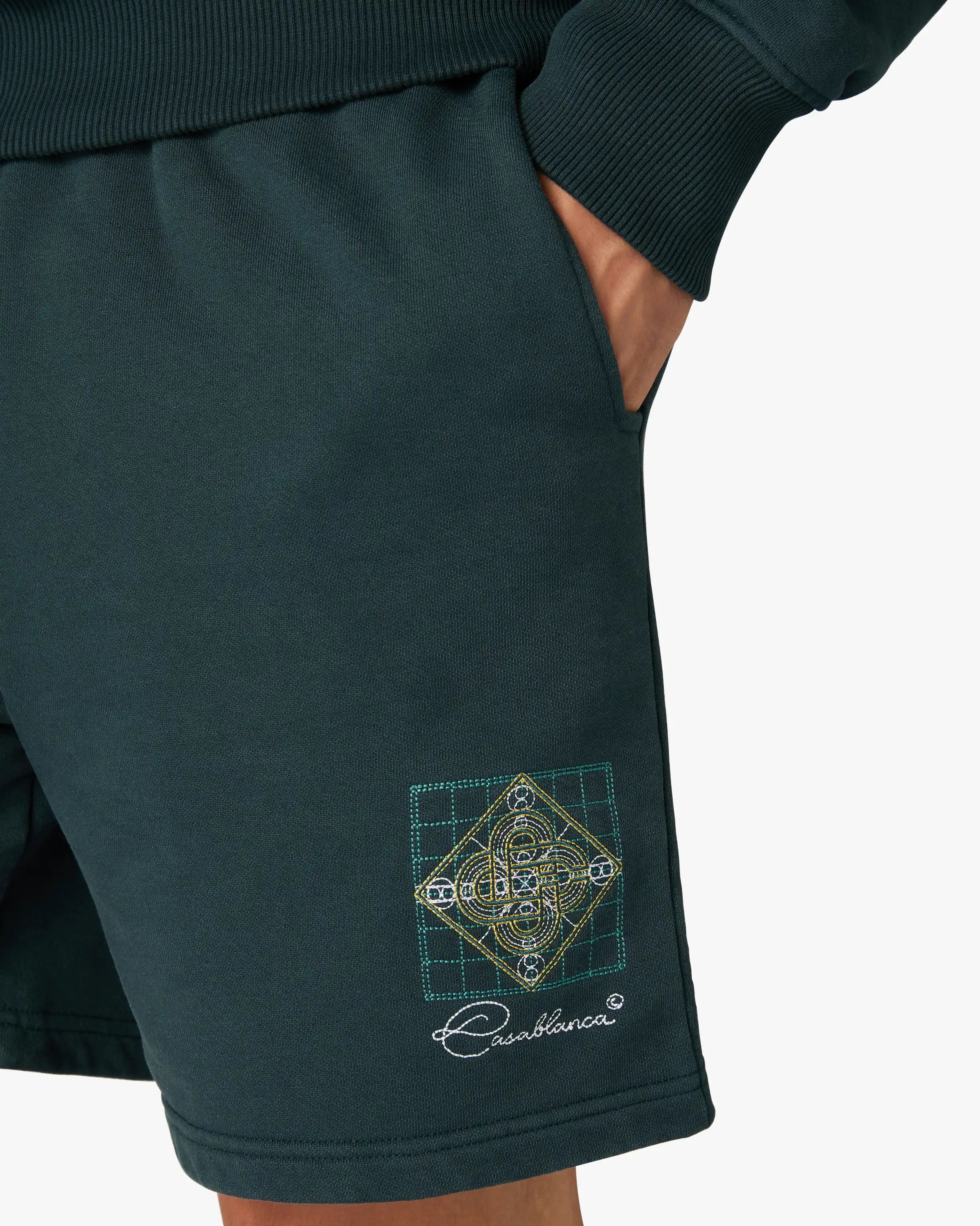Casablanca Geometrie Sacree pantaloncini cotone verde petrolio