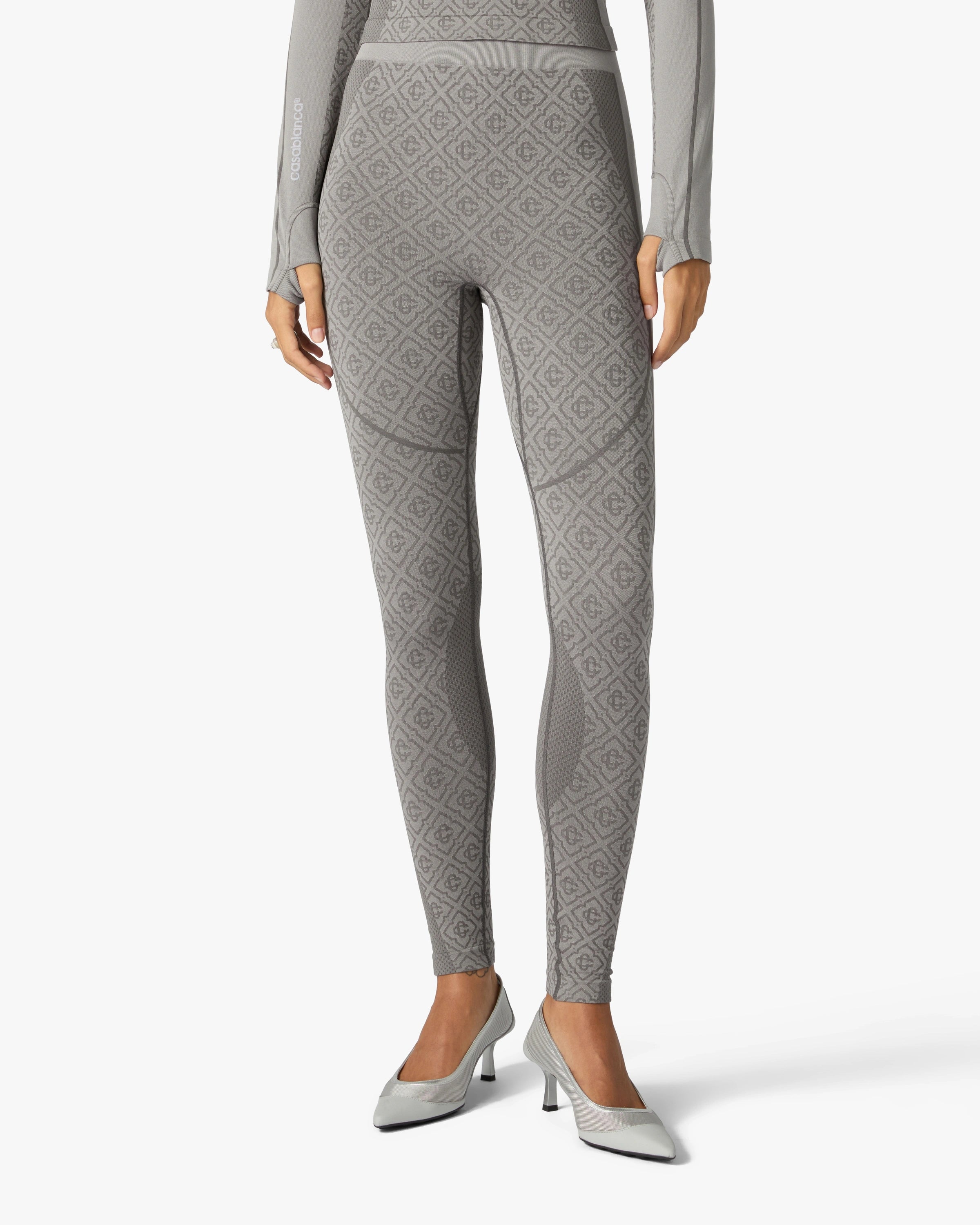 Casablanca Seamless Monogram Leggings grigio chiaro S/M elasticizzati