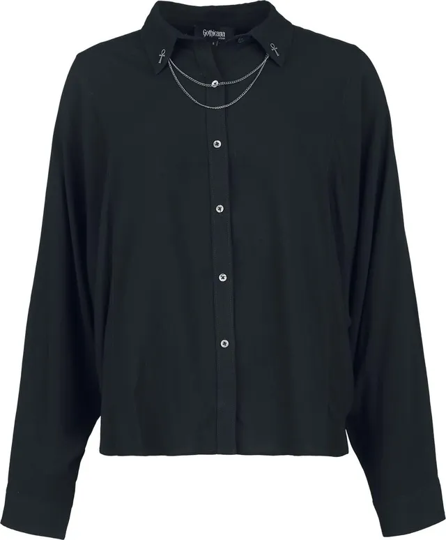 Gothicana by EMP Corporate Goth blusa donna nera taglia L gotica