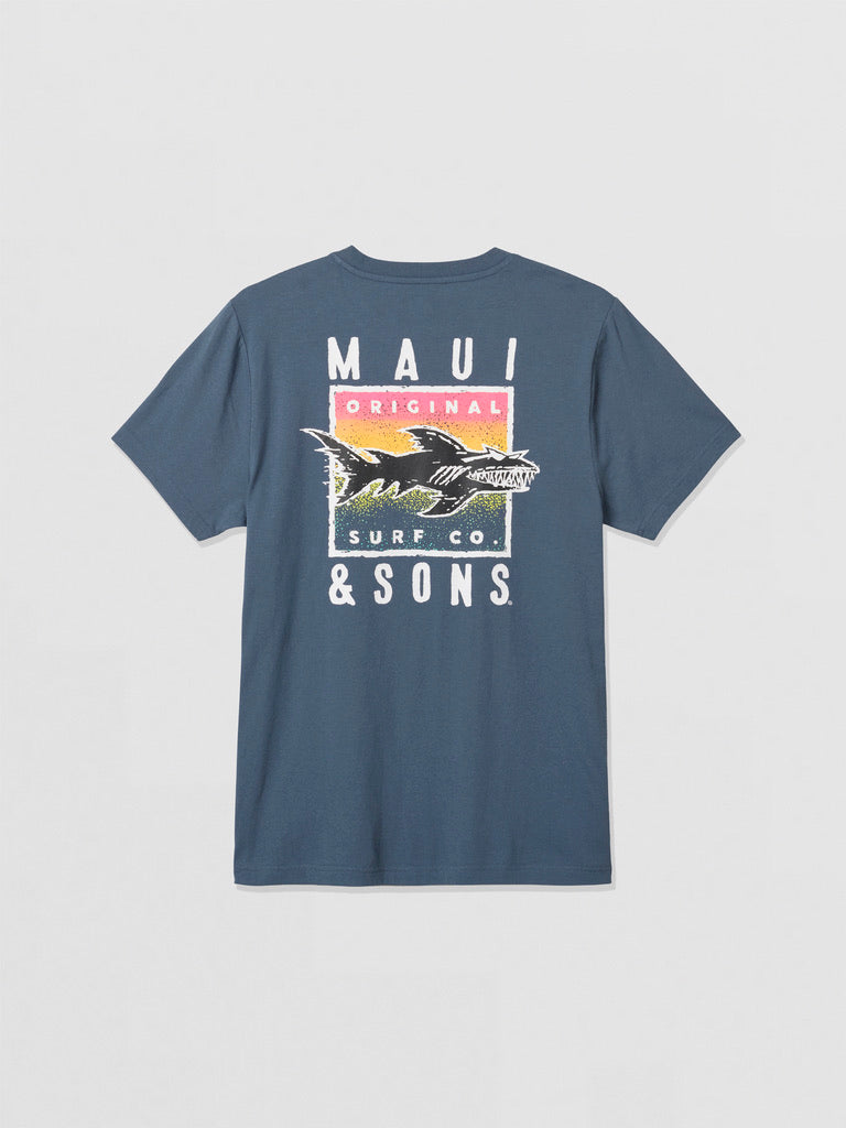 Maui and Sons In the Deep maglietta uomo steel blue in cotone