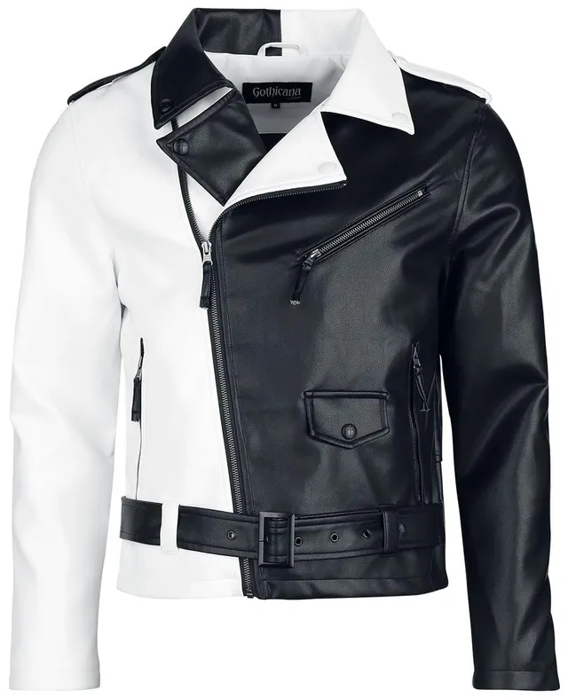Gothicana by EMP giacca ecopelle uomo nero/bianco XL