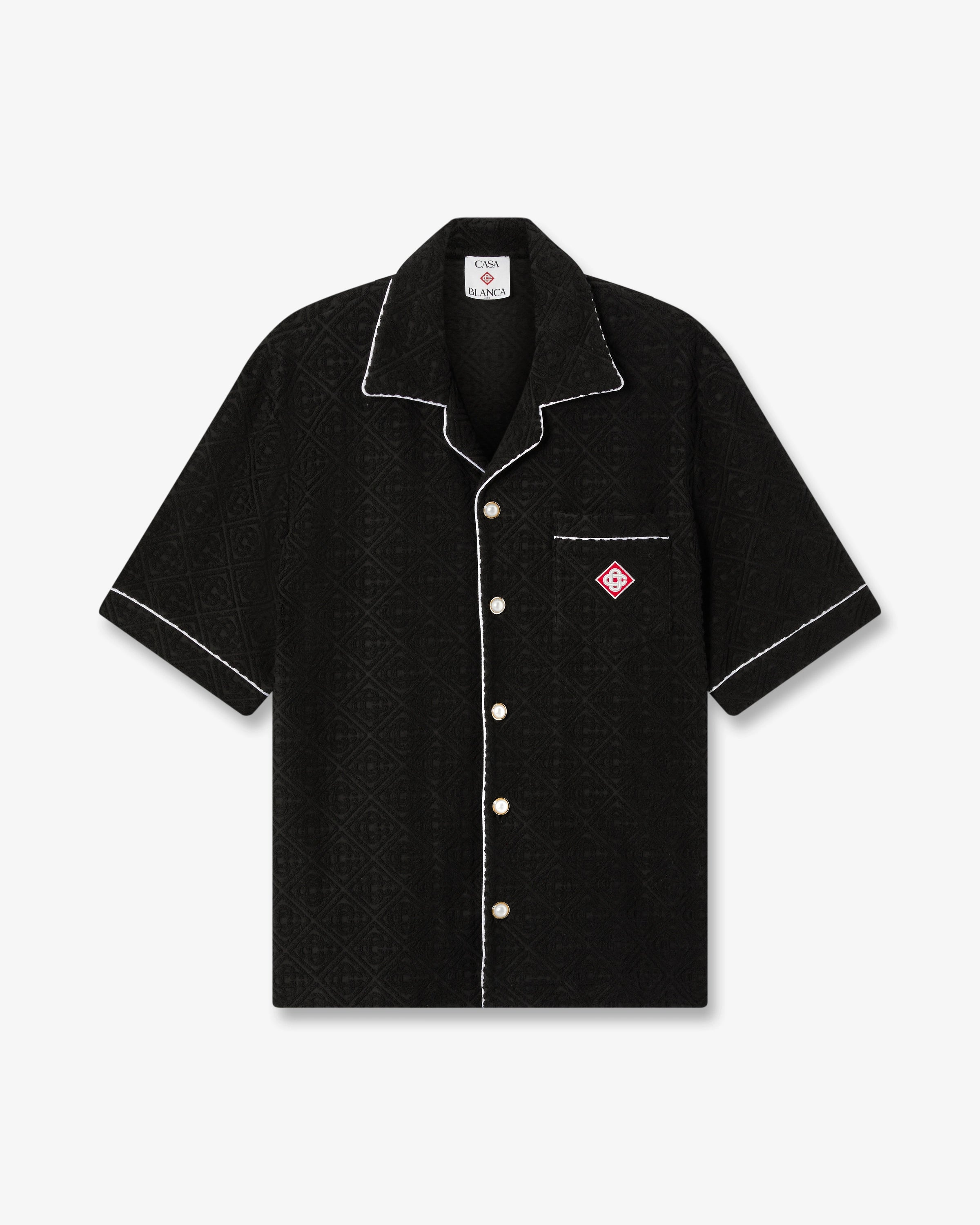 Casablanca Towelling Monogram camicia nera spugna monogram