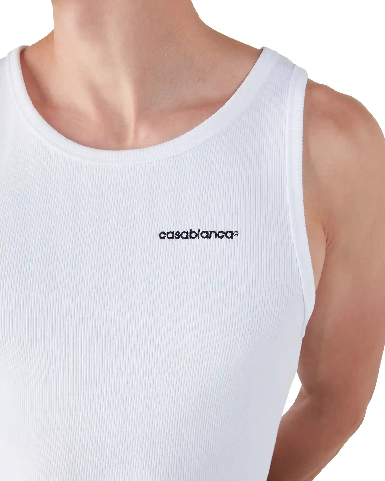 Casablanca Ribbed canotta bianca cotone organico