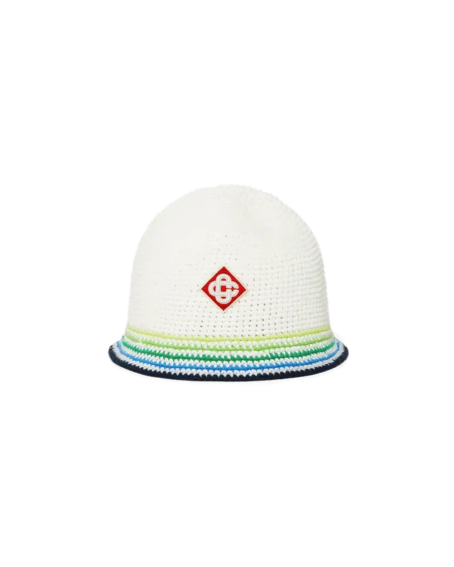 Casablanca Stripe Crochet cappello bambino bianco cotone