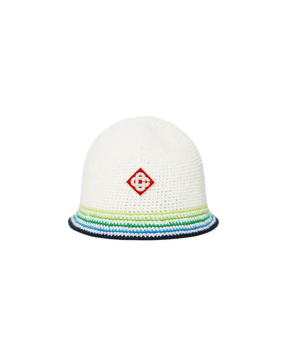 Casablanca Stripe Crochet cappello bambino bianco cotone