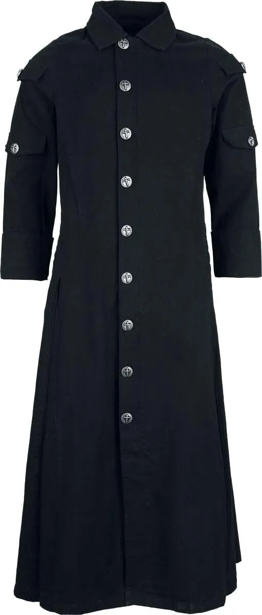 Gothicana by EMP Cappotto Lungo Nero accessori metallo