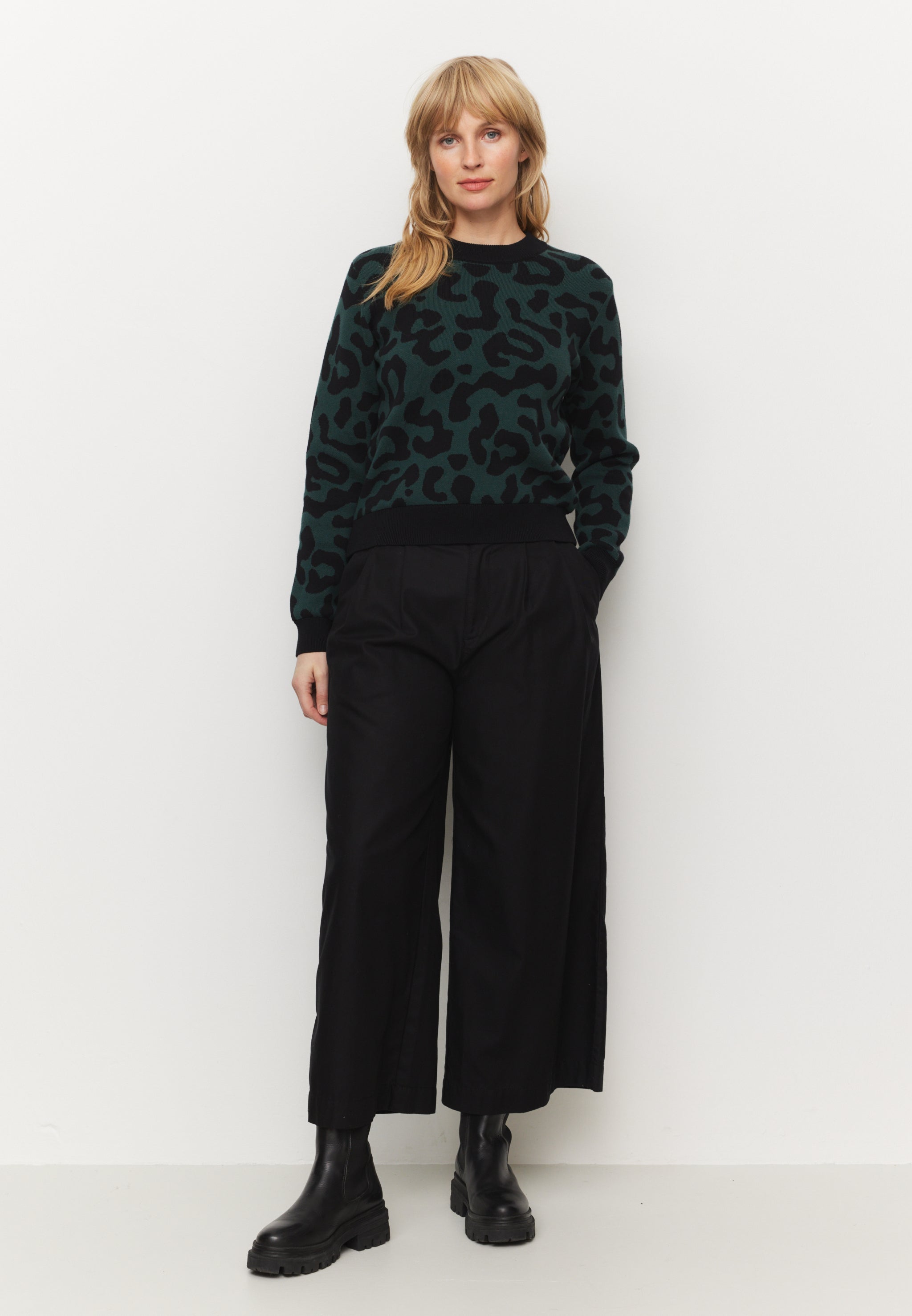 Recolution Pistia Leo pullover donna verde cotone bio