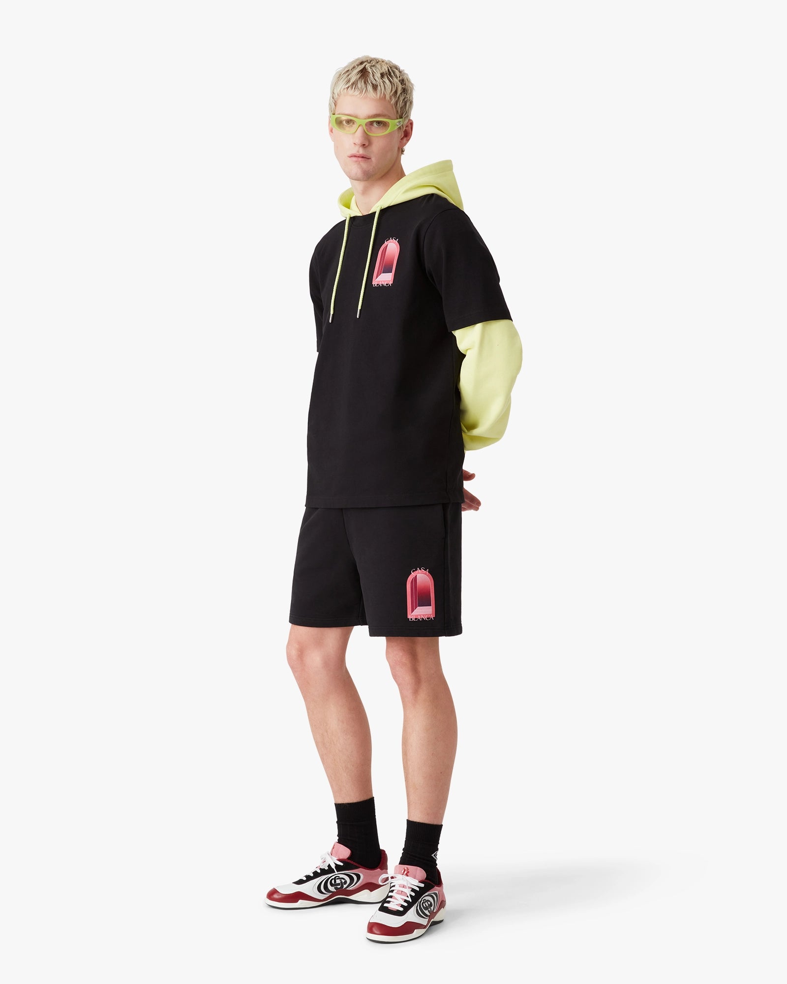 Casablanca L'Arche Shorts Nero Cotone Bio Felpa