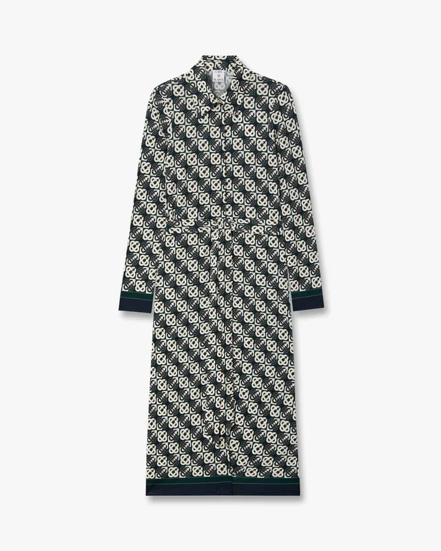 Casablanca Monogram abito midi verde navy viscosa
