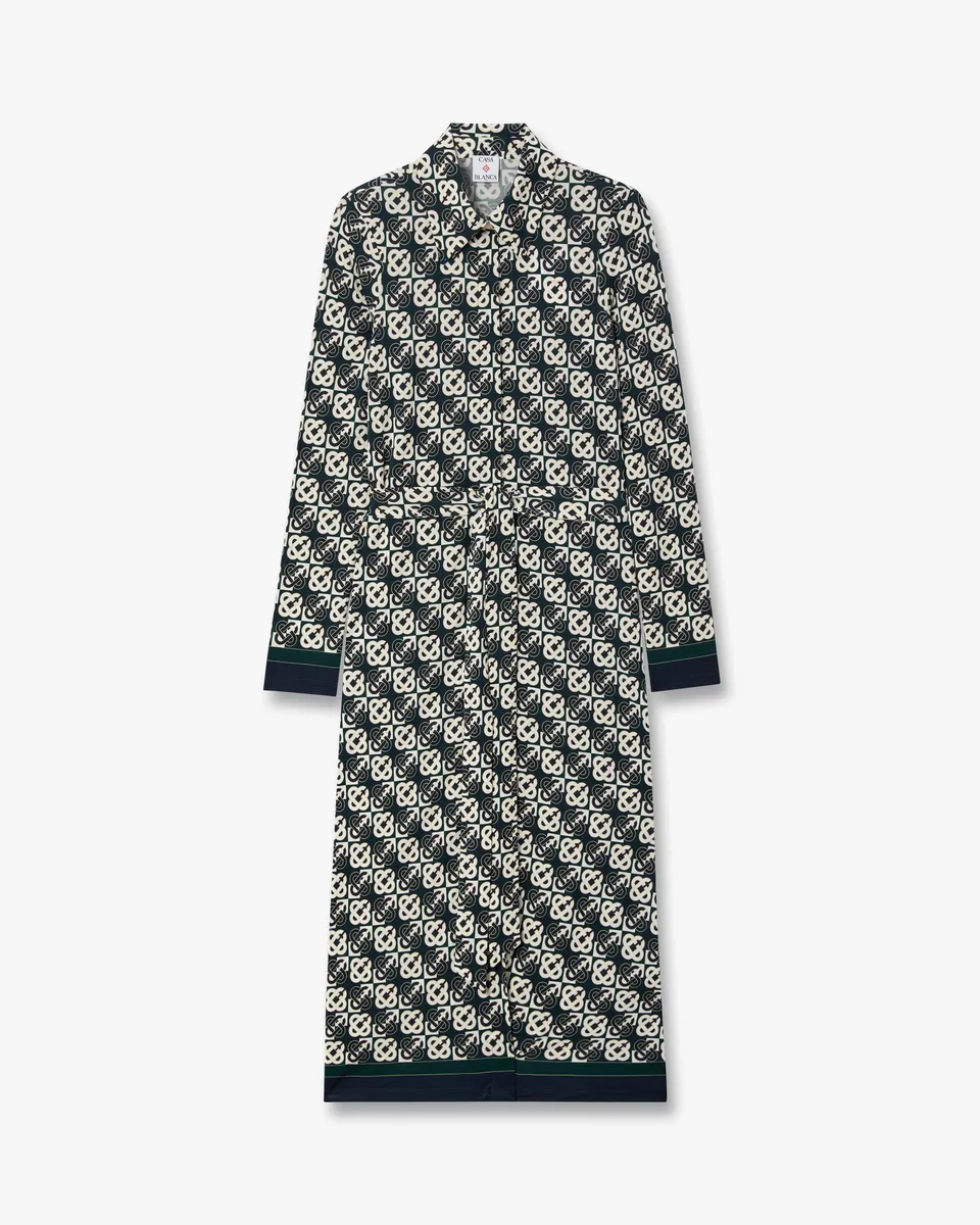 Casablanca Monogram abito midi verde navy viscosa
