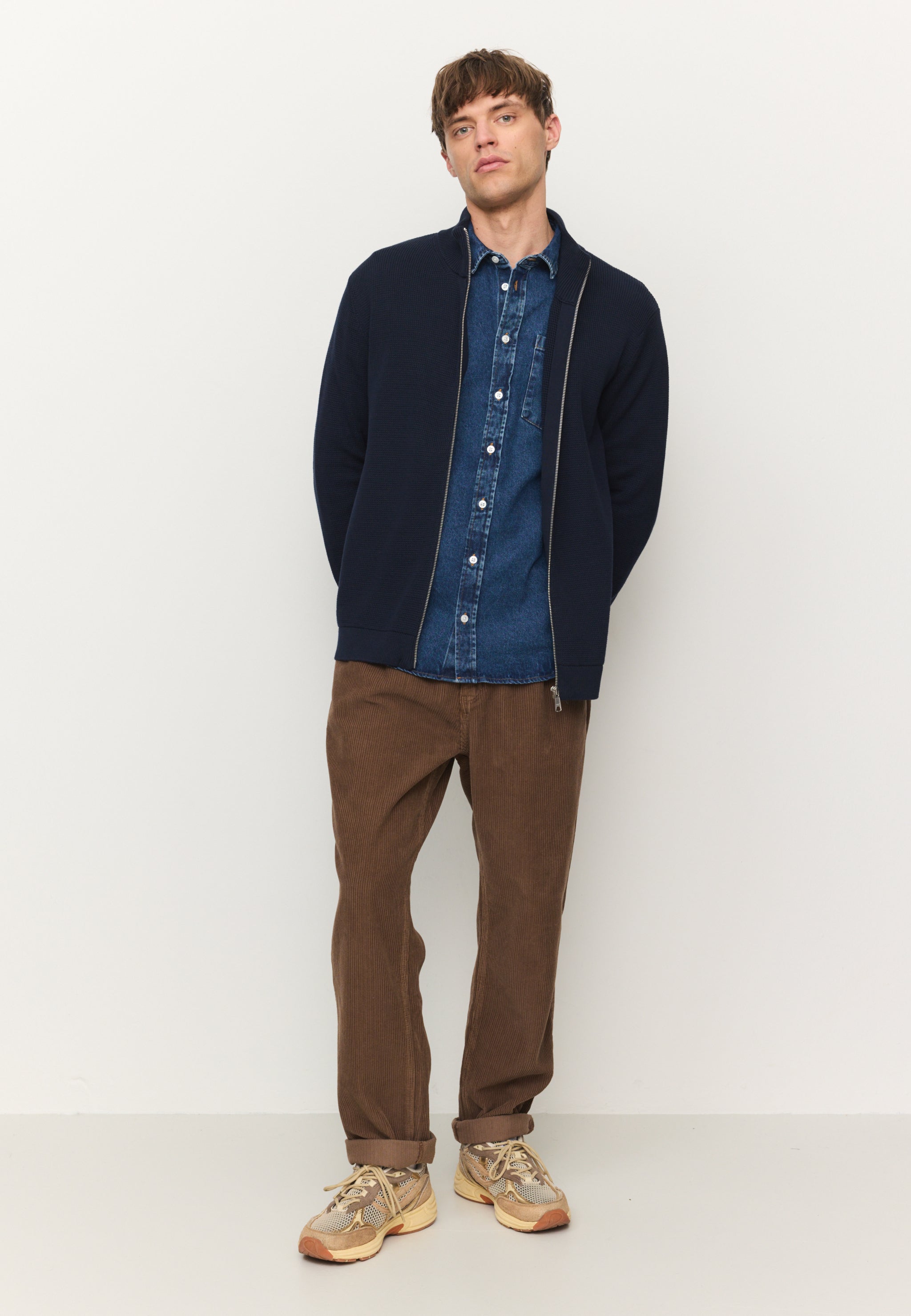 Recolution Tarragon cardigan uomo blu cotone bio