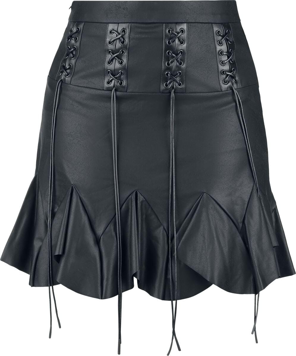 Gothicana by EMP minigonna L nera similpelle lacci