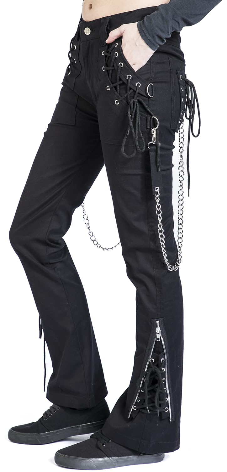 Gothicana by EMP Pantaloni Neri Pizzo Catene 31W/32L