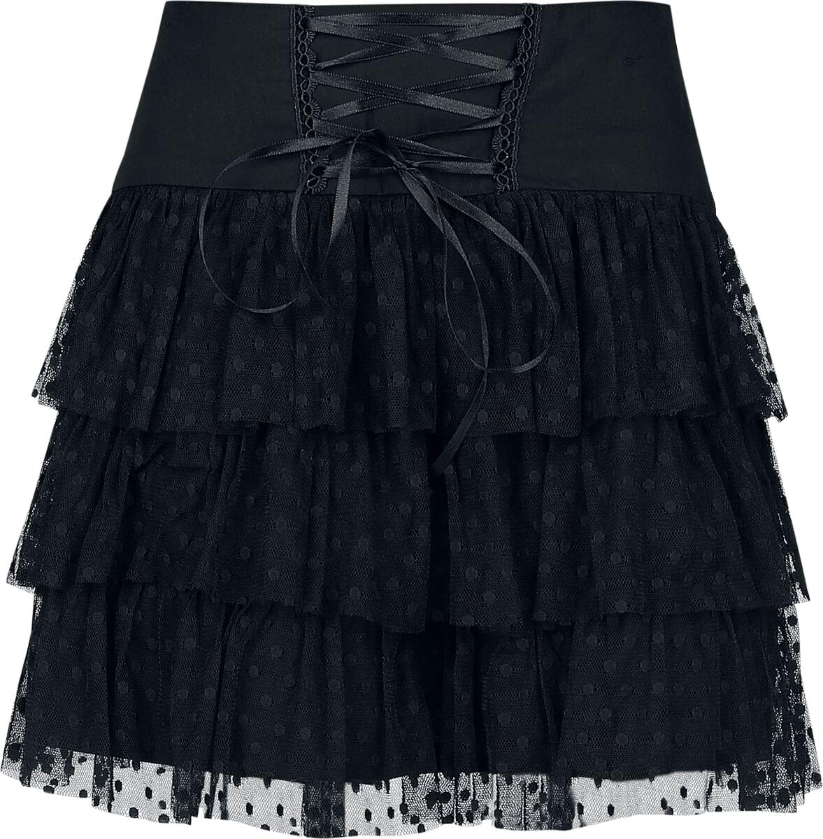 Gothicana by EMP Gonna Corta Nera Rete con Allacciatura