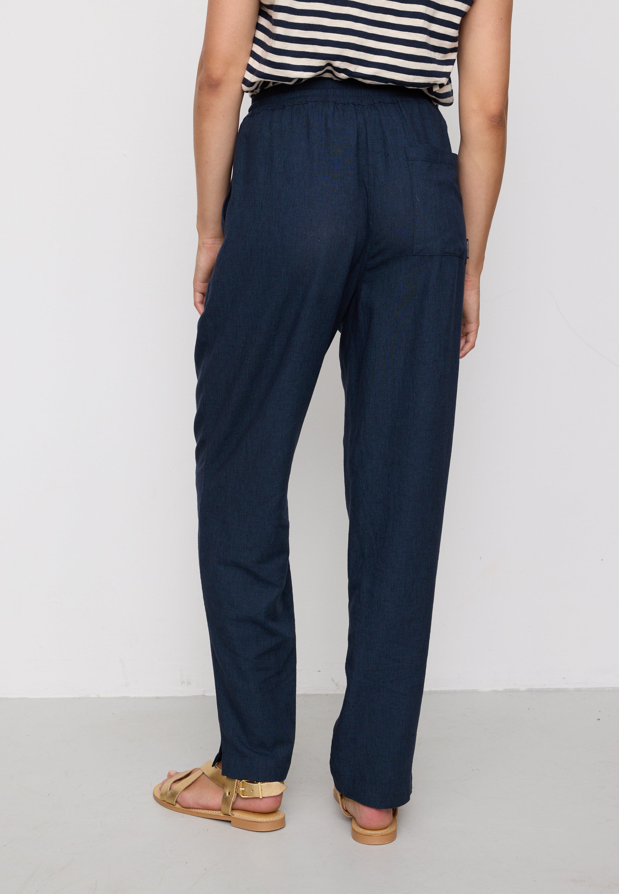 Recolution Moonflower pantaloni donna navy lino