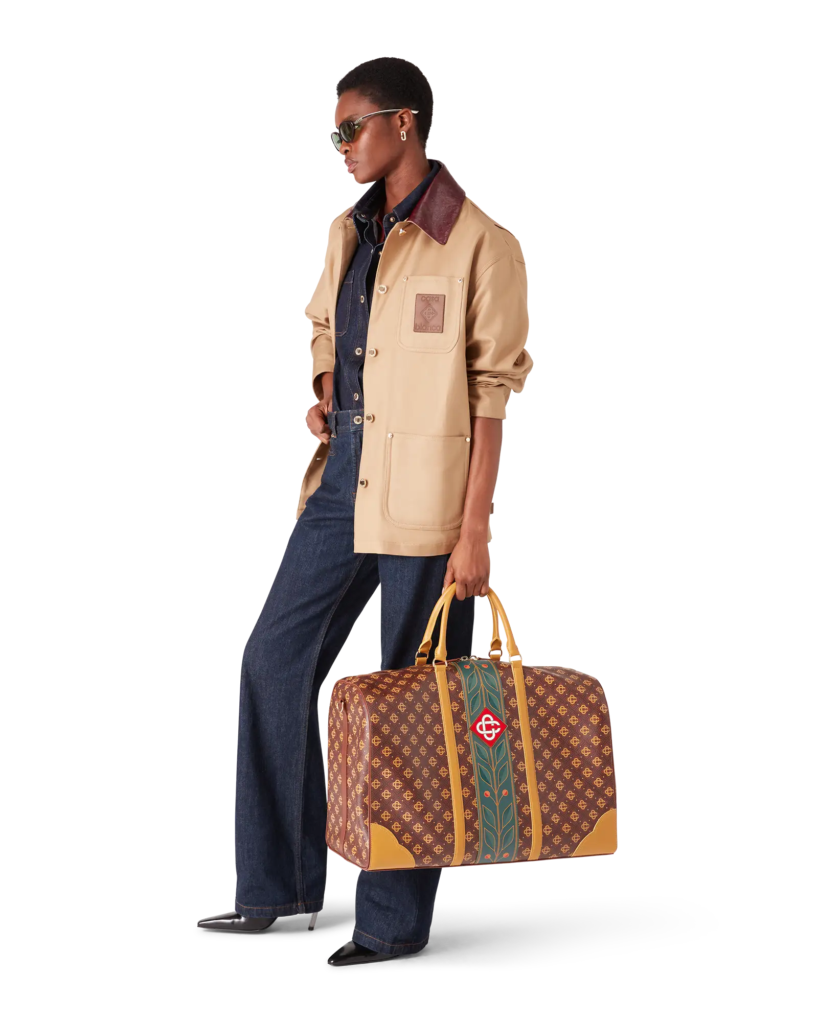 Casablanca Monogram Weekender borsone marrone pelle