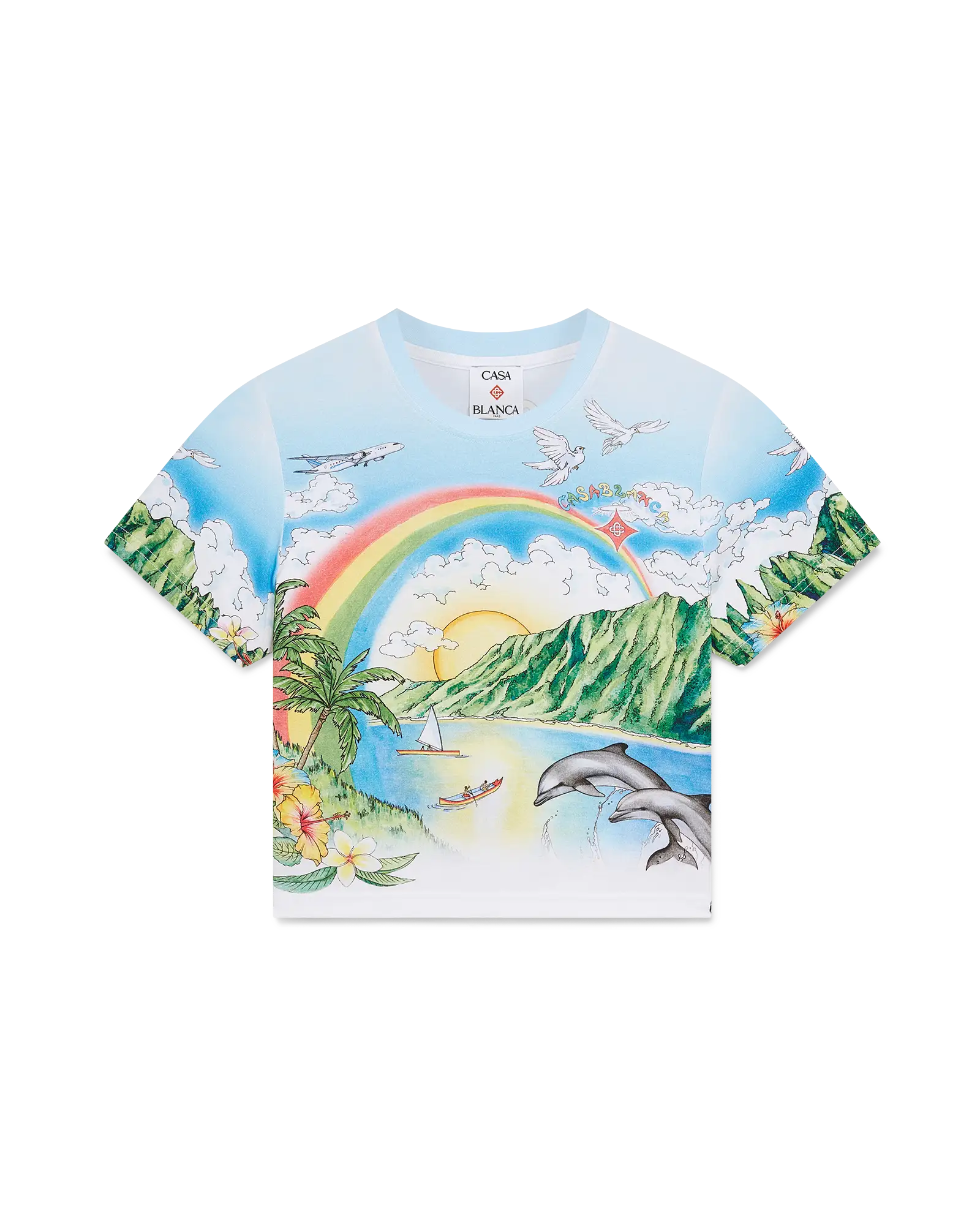Casablanca Aloha baby tee cropped stampa elasticizzata