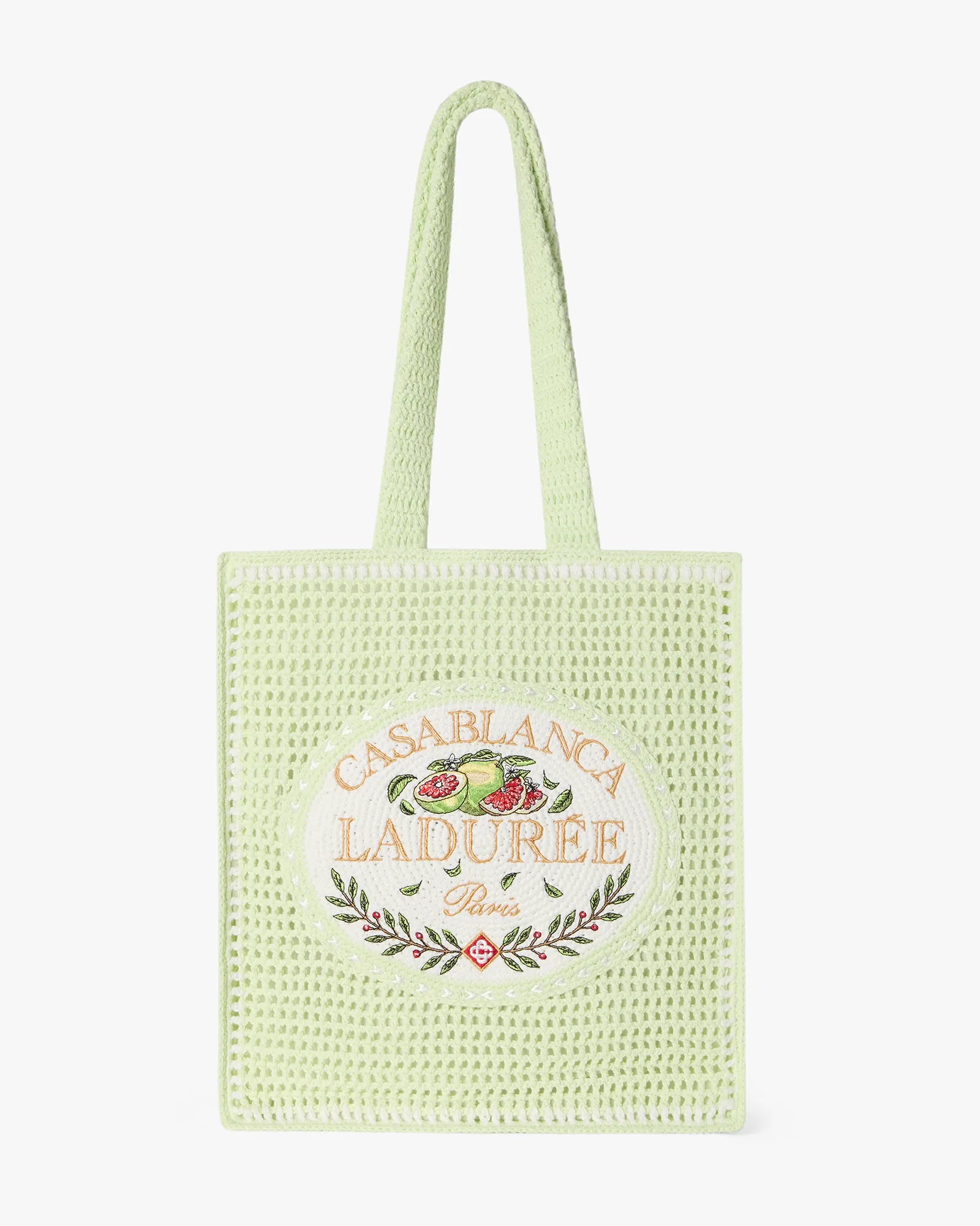 Casablanca Ladurée borsa crochet verde ricamata cotone