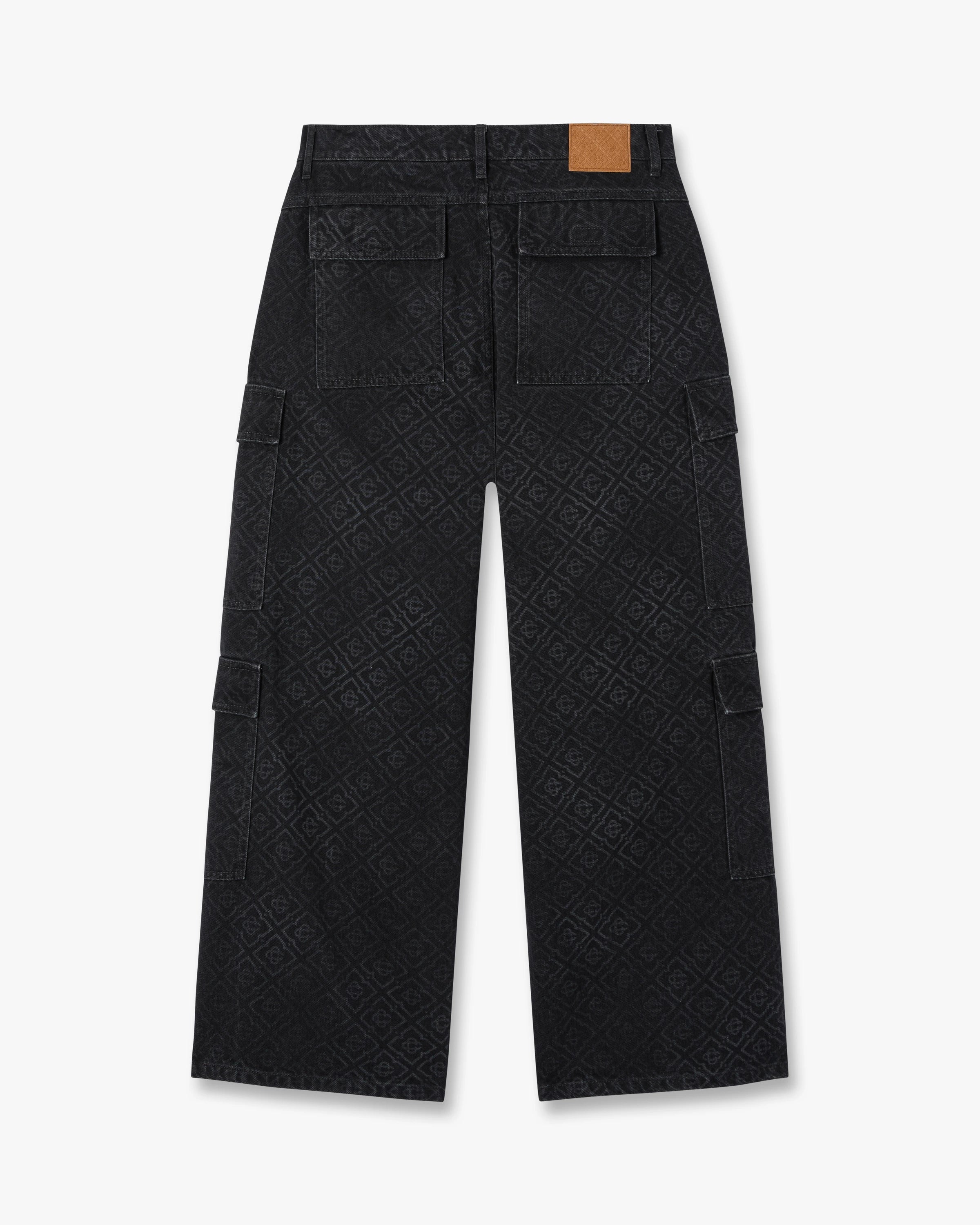 Casablanca Monogram Cargo jeans denim neri cotone