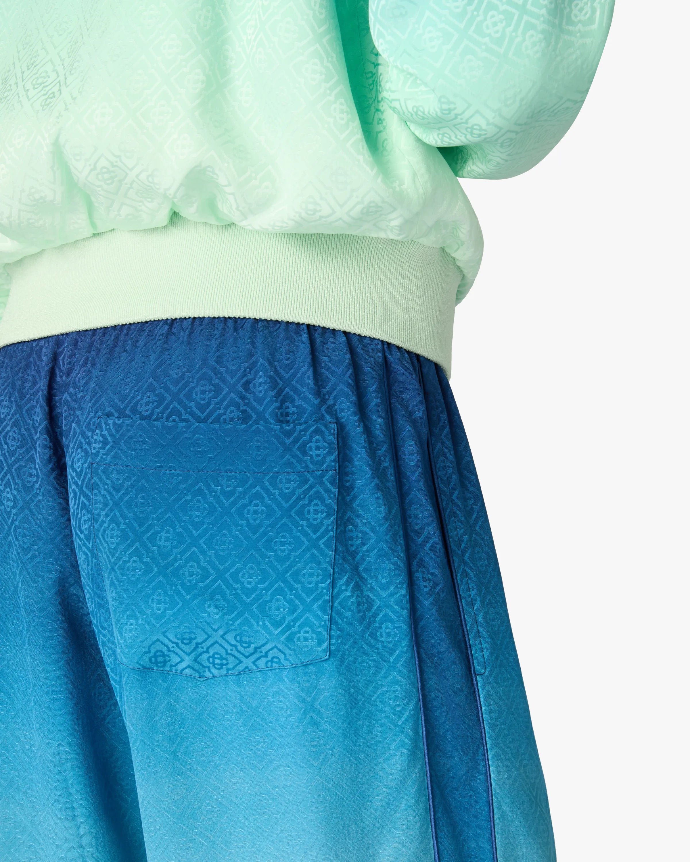 Casablanca Gradient Monogram pantaloni jacquard blu verde