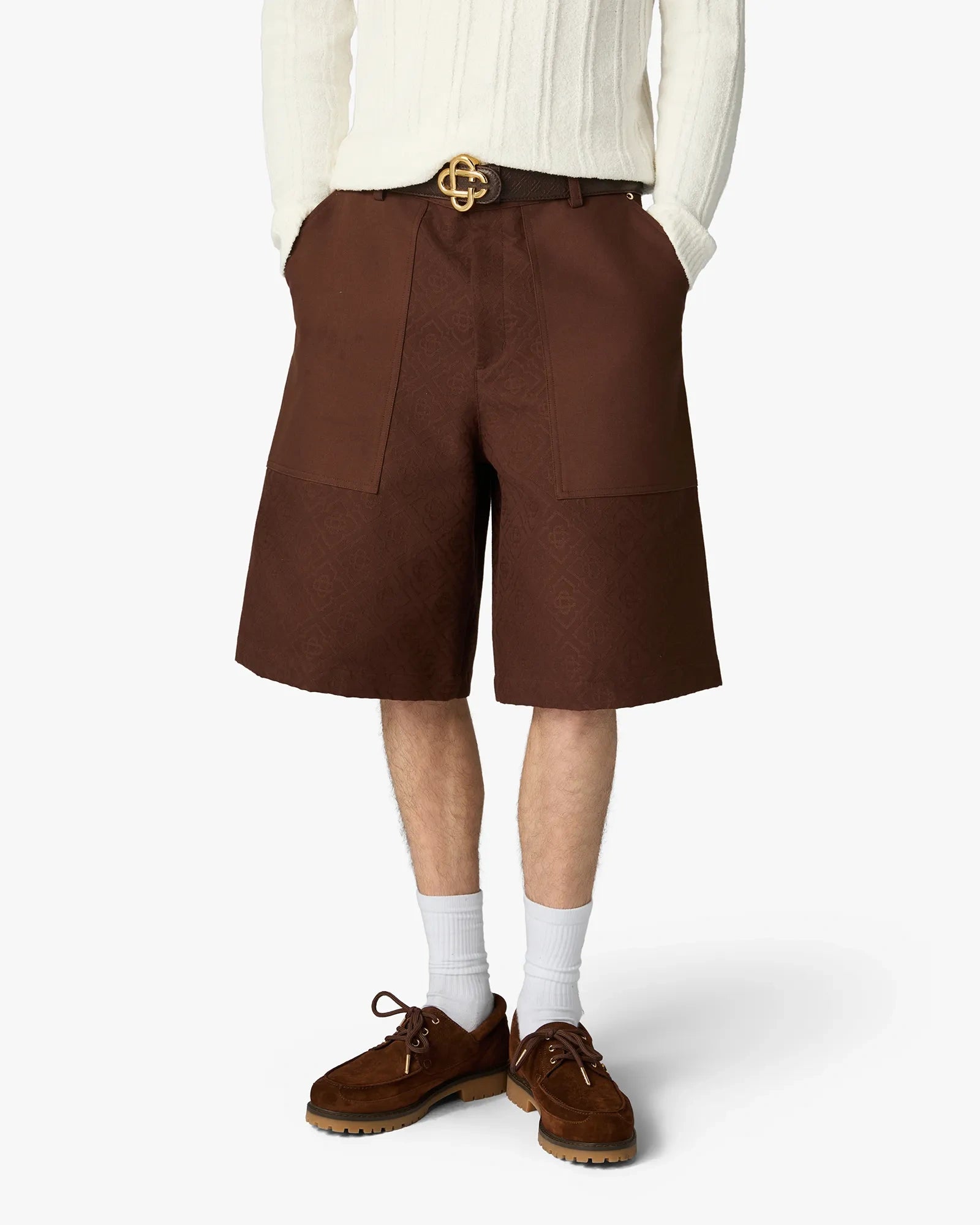 Casablanca Monogram Shorts Cargo Marroni Cotone