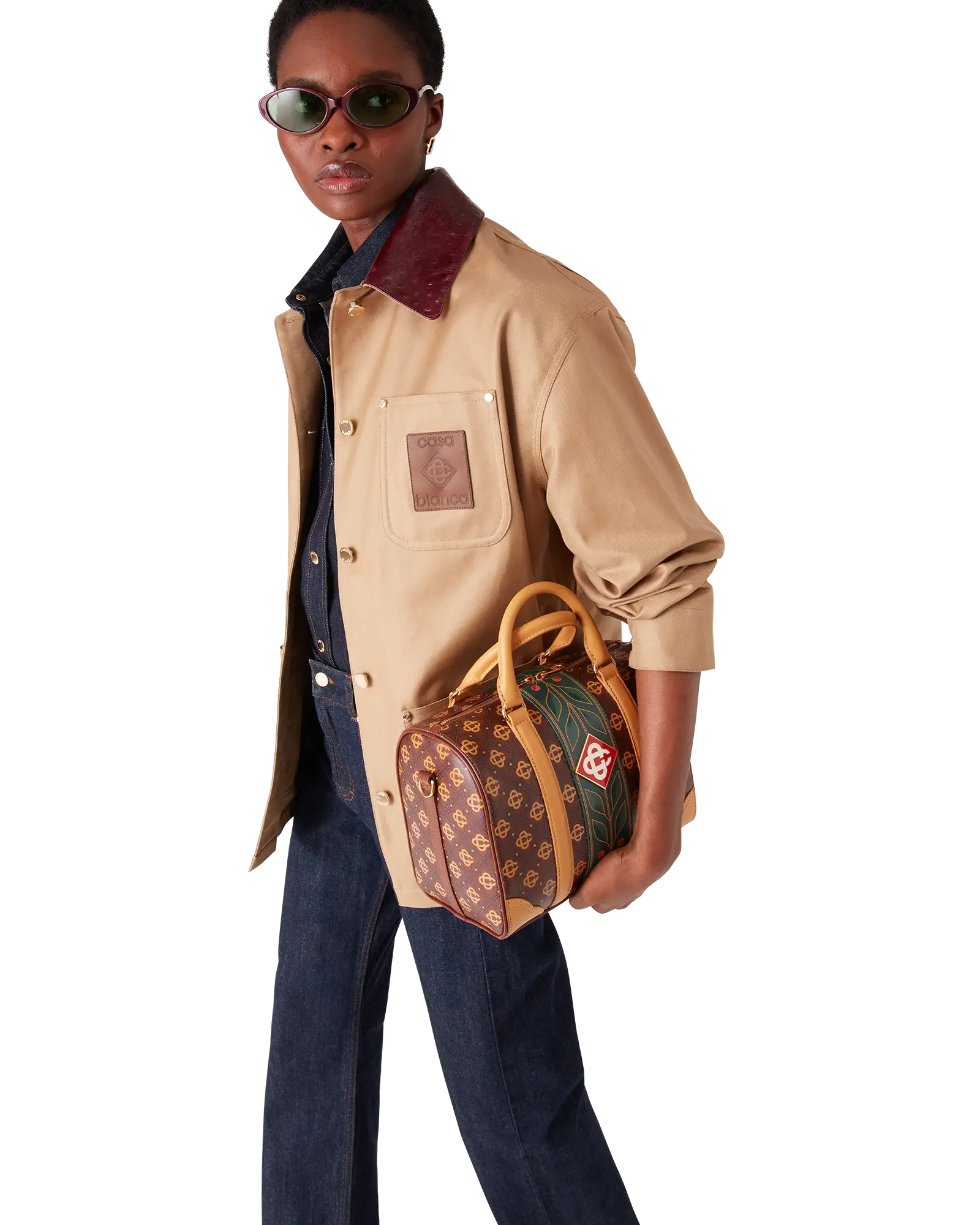 Casablanca Mini Monogram borsone pelle marrone