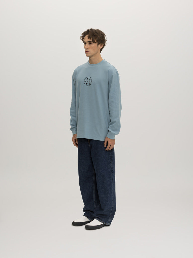 Maui & Sons Cookie maglia termica waffle blu pesante