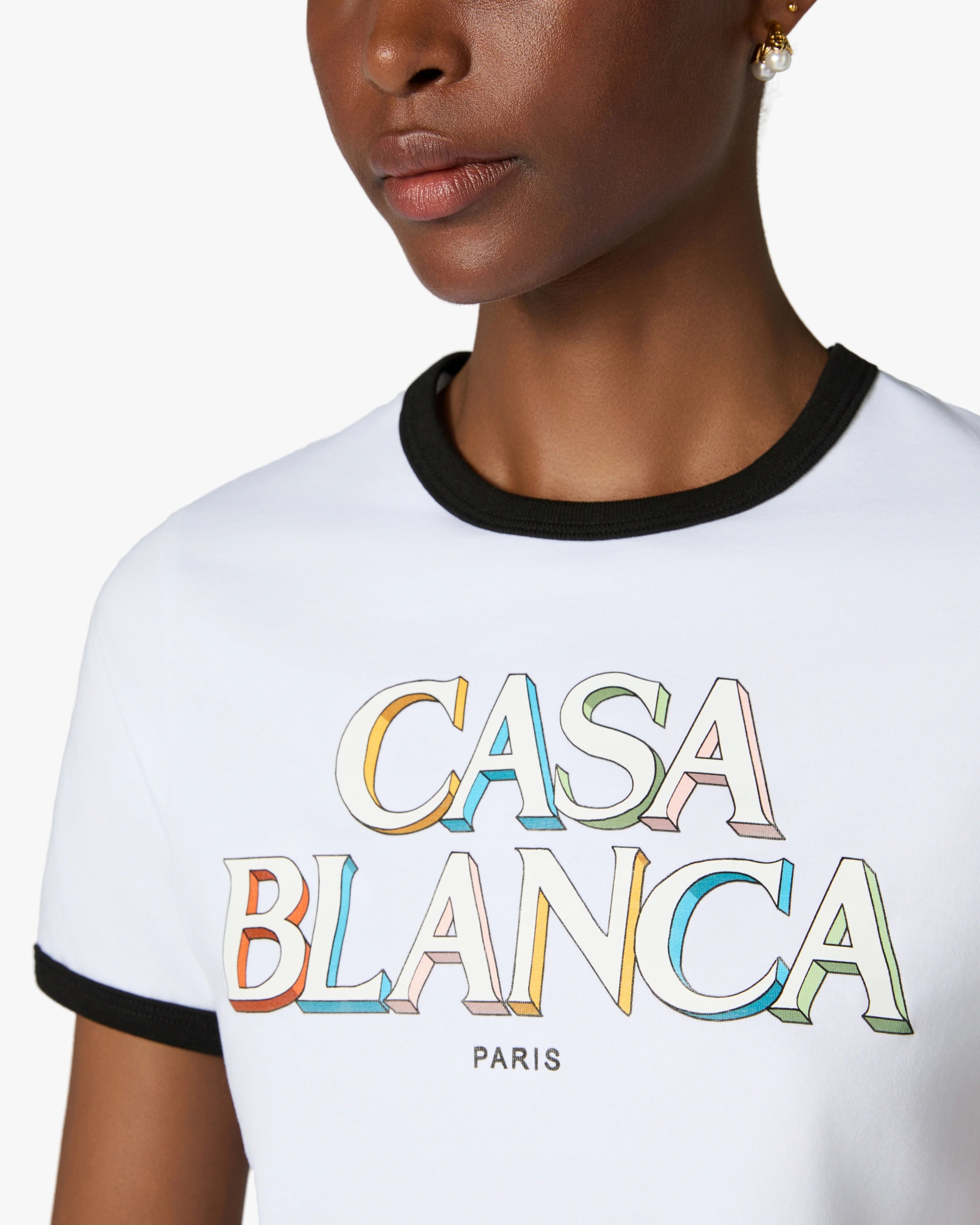 Casablanca Stacked Logo t-shirt donna bianca cropped