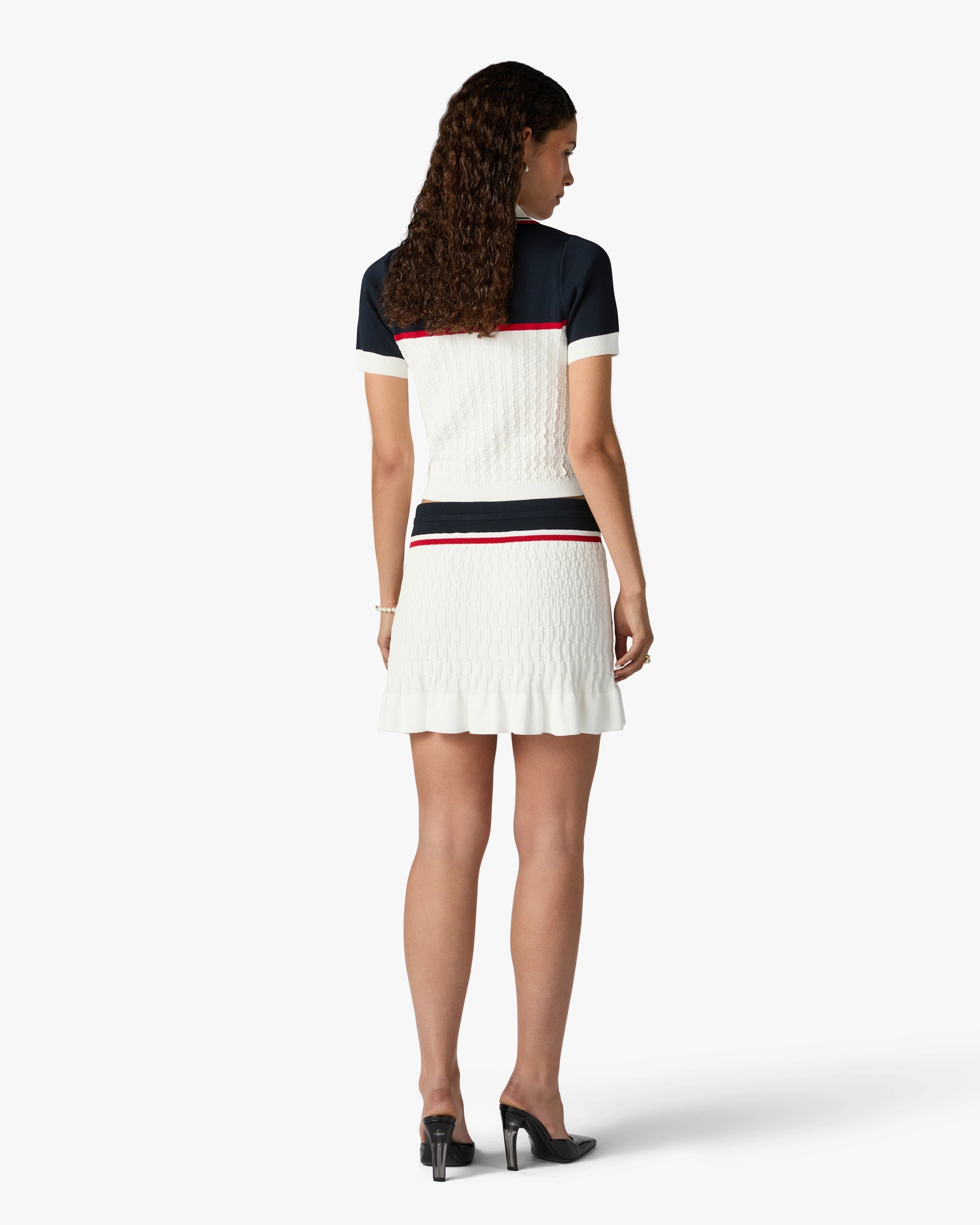 Casablanca Tennis minigonna crema navy maglia