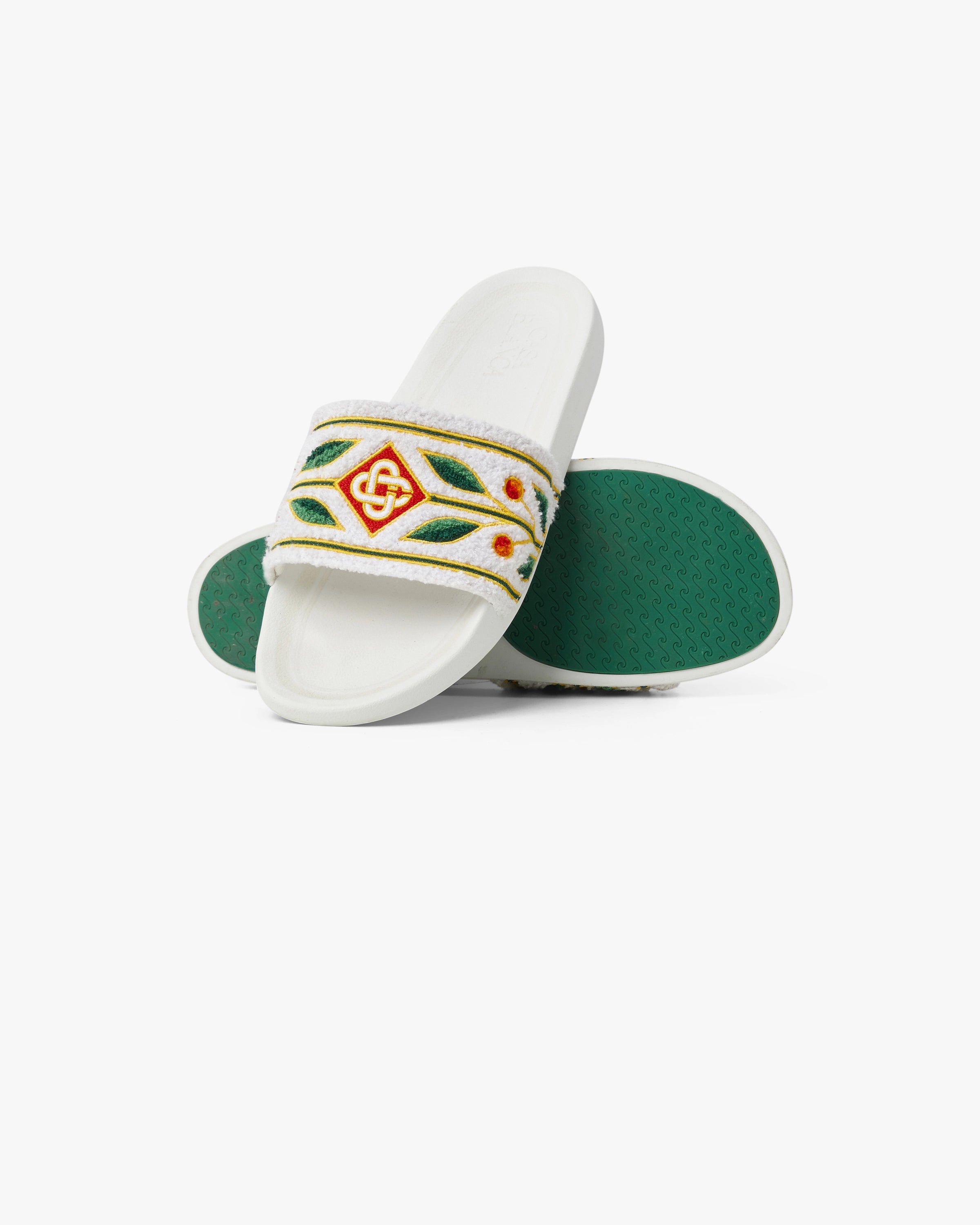 Casablanca Embroidered Terry ciabatte bianche spugna ricamata