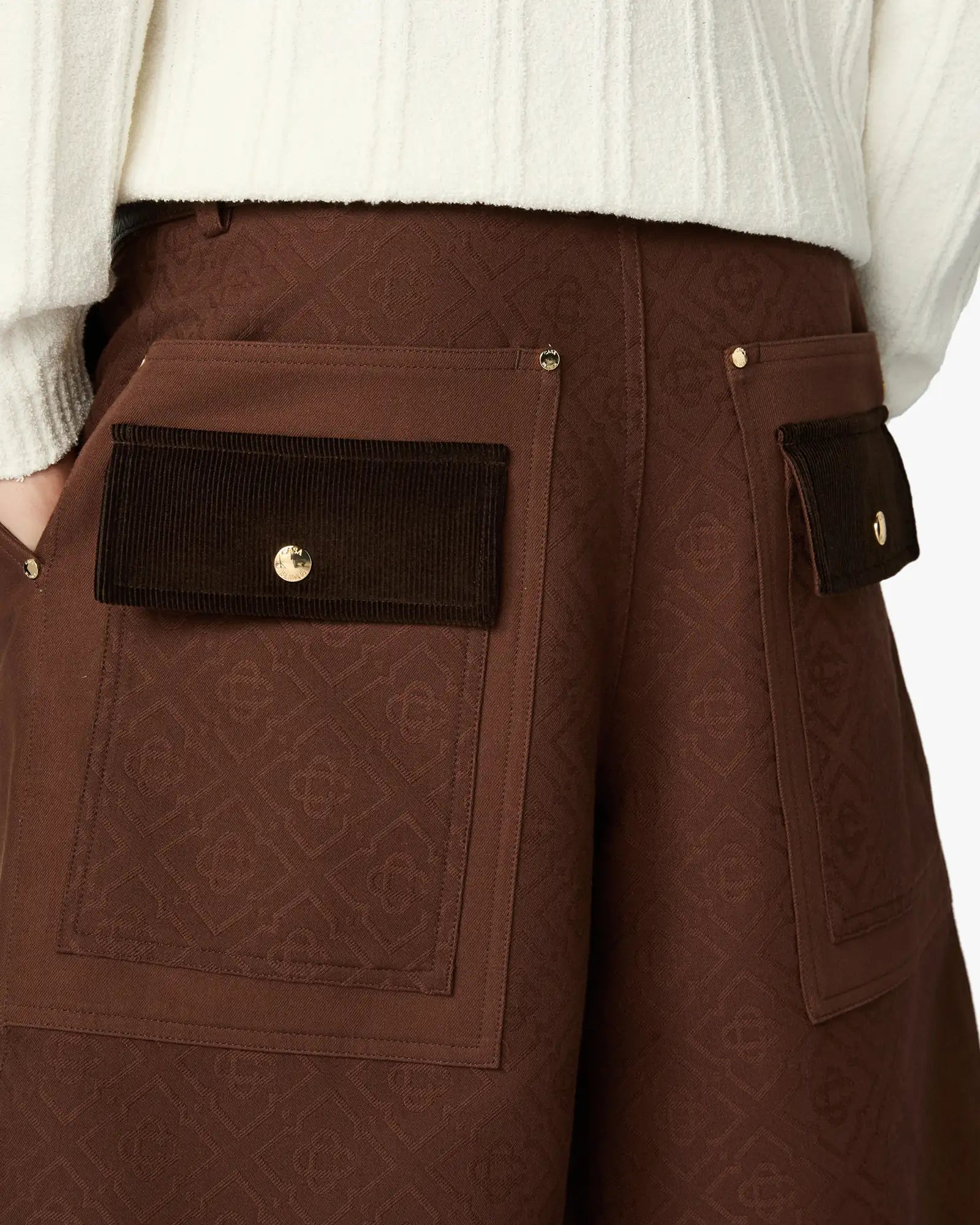Casablanca Monogram Shorts Cargo Marroni Cotone