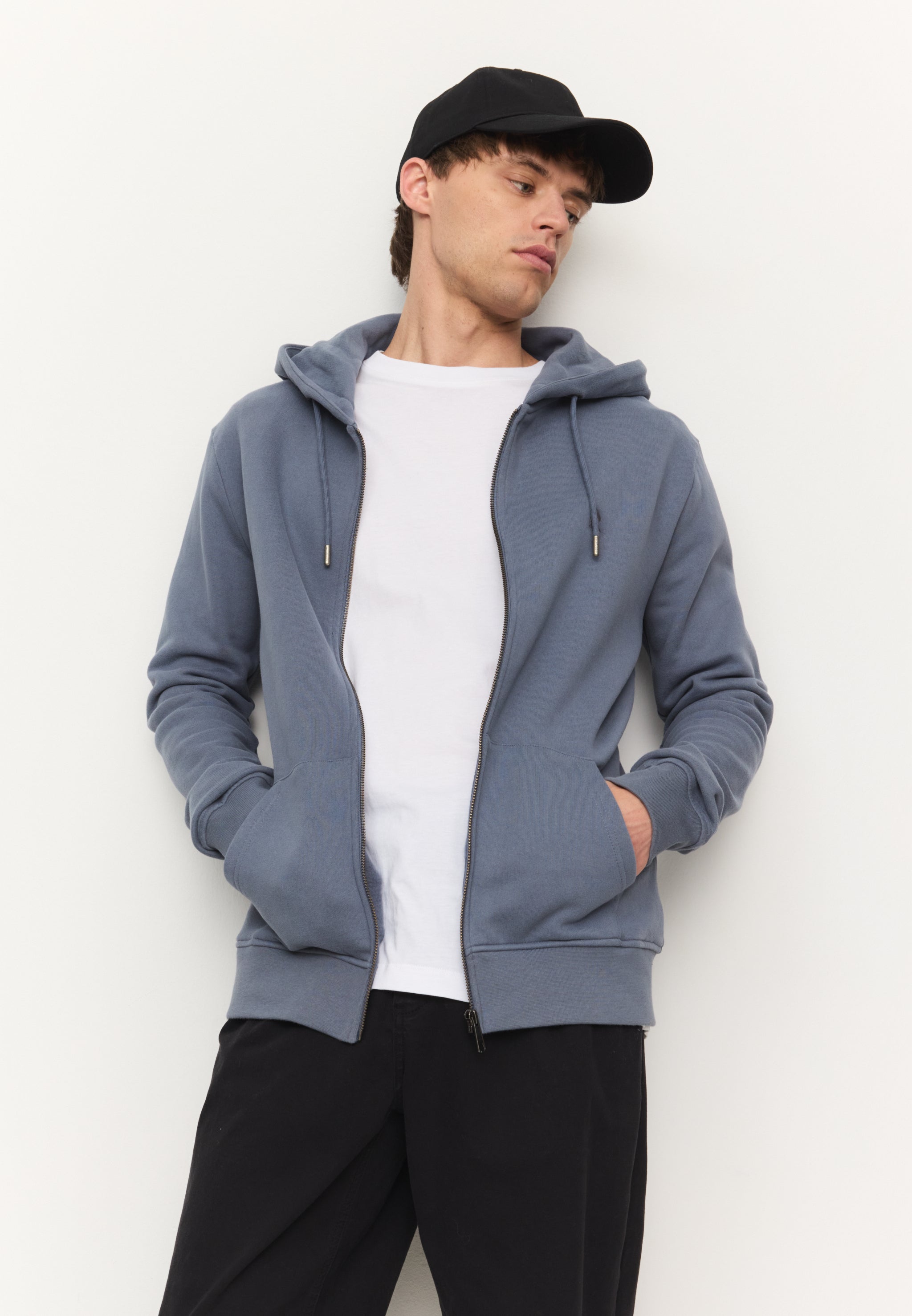 Recolution Birch felpa zip azzurra cotone bio