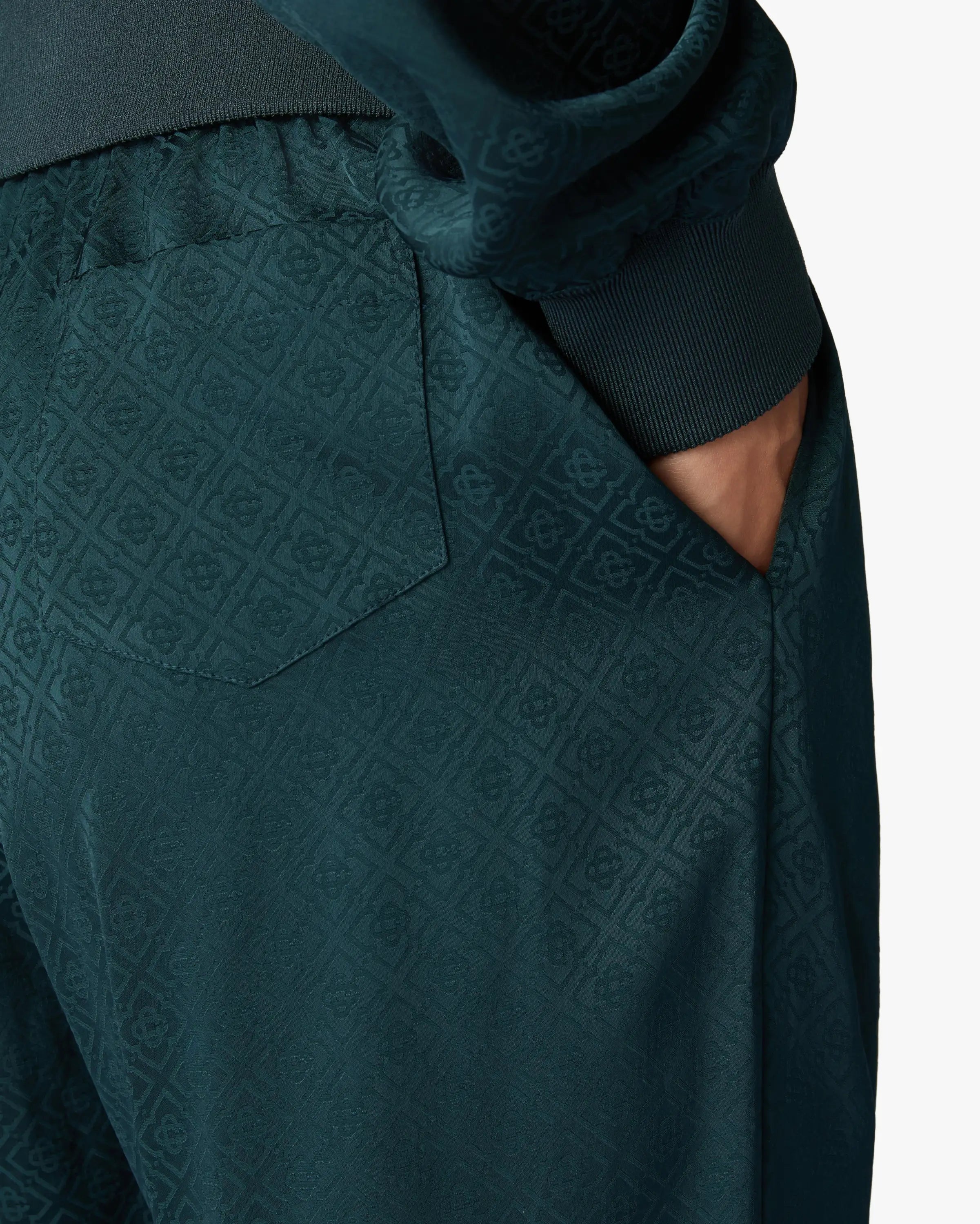 Casablanca Monogram Pantaloni verde petrolio viscosa