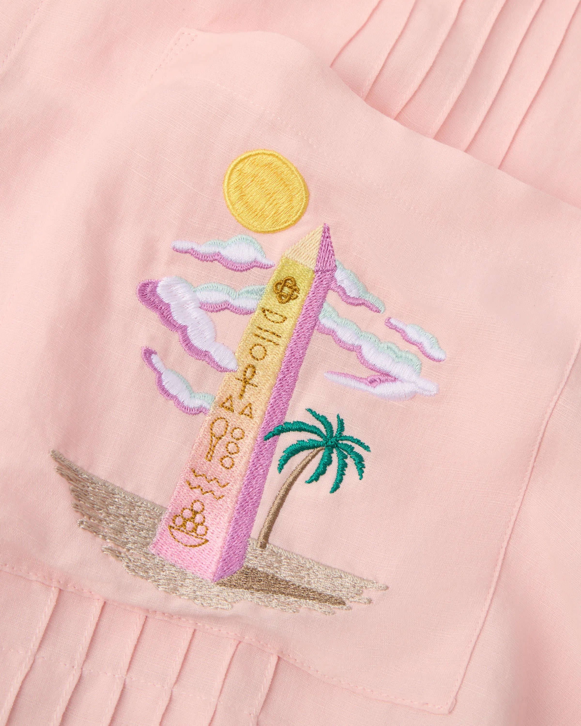 Casablanca Phantasmagoria camicia lino rosa maniche corte