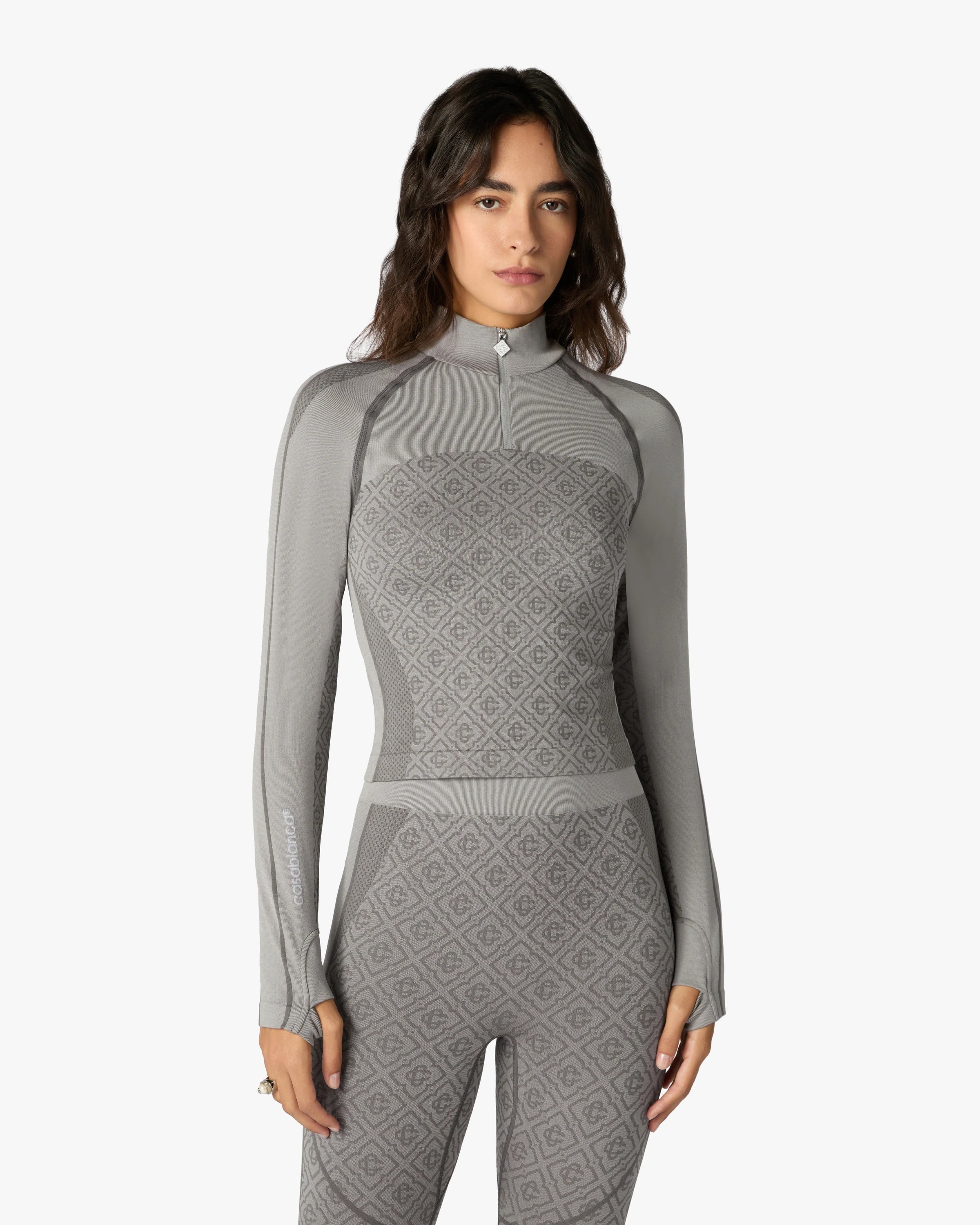 Casablanca Monogram top sport grigio chiaro