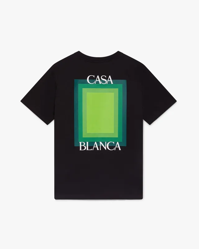 Casablanca Square Logo t-shirt nera maniche corte cotone