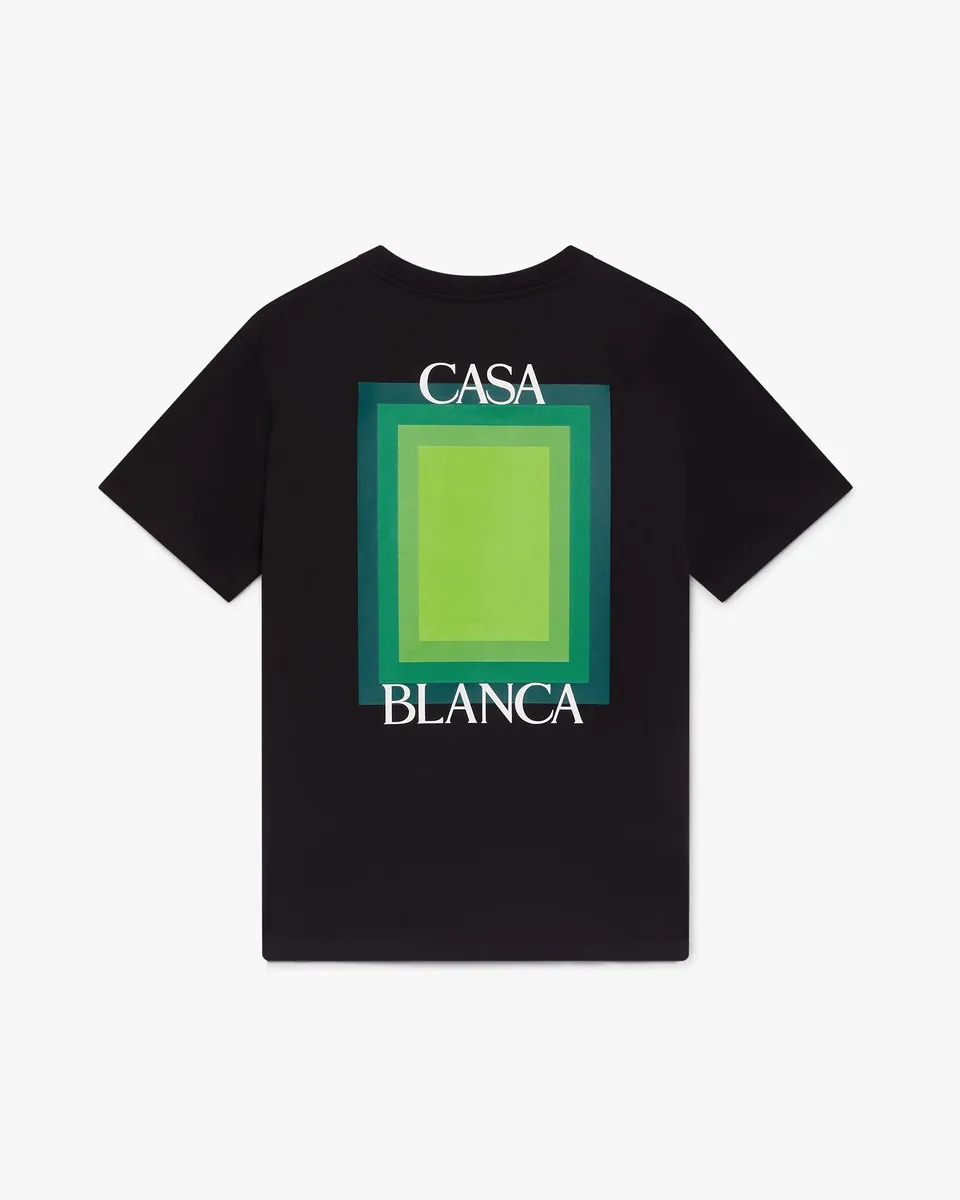 Casablanca Square Logo t-shirt nera maniche corte cotone