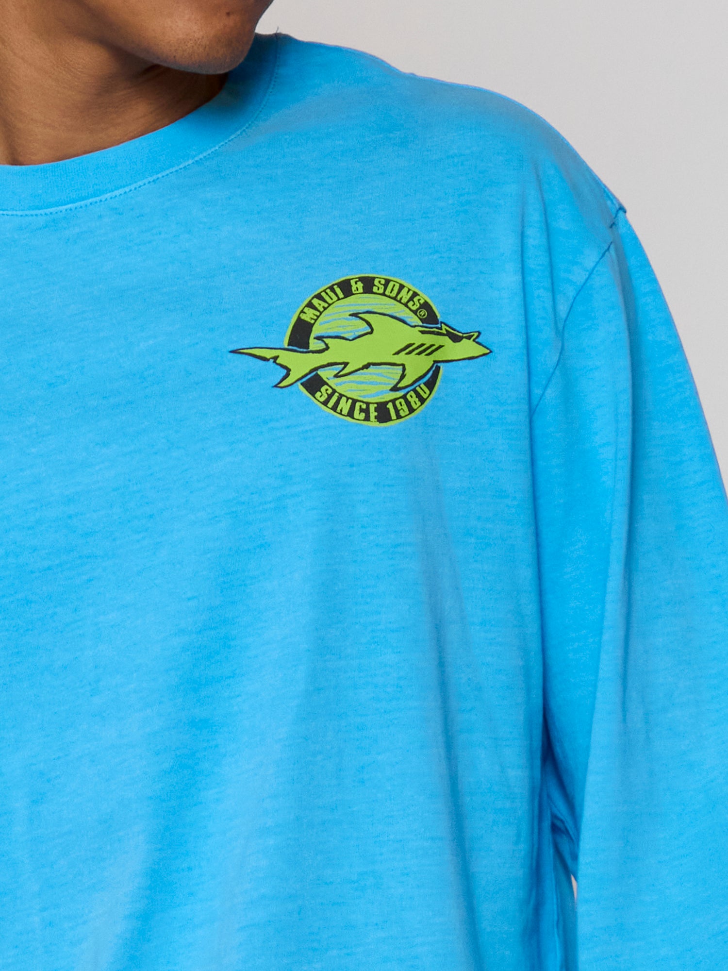 Maui and Sons Out Angled maglia maniche lunghe uomo blu in cotone
