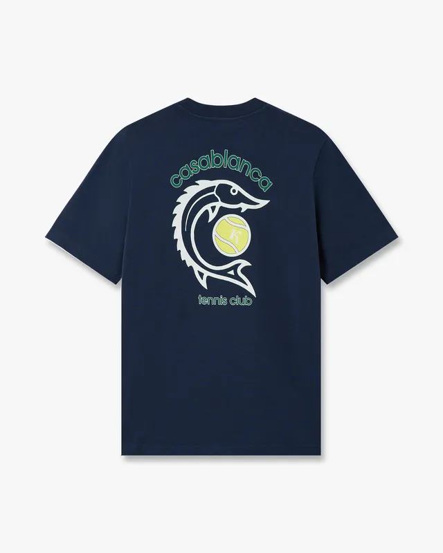 Casablanca Casa Kaspia T-Shirt Cotone Blu Navy